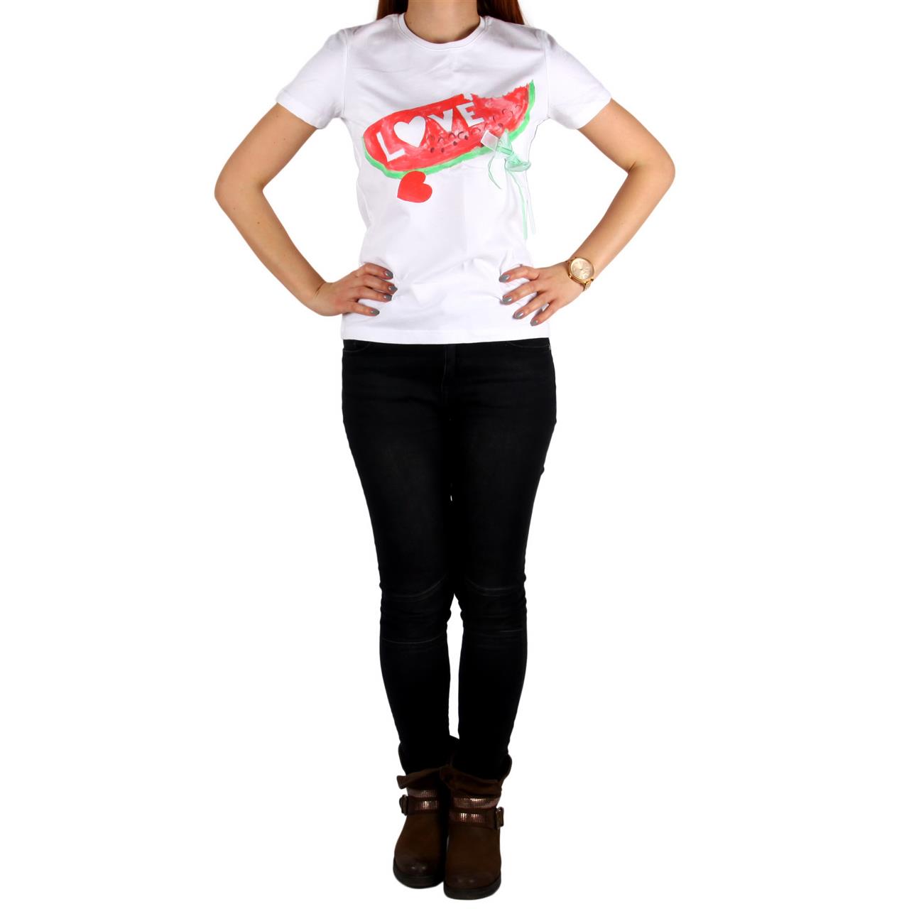 Poza Tricou Love, La baza gatului, Alb, Maneca scurta, Cu imprimeu - 1002G [2]