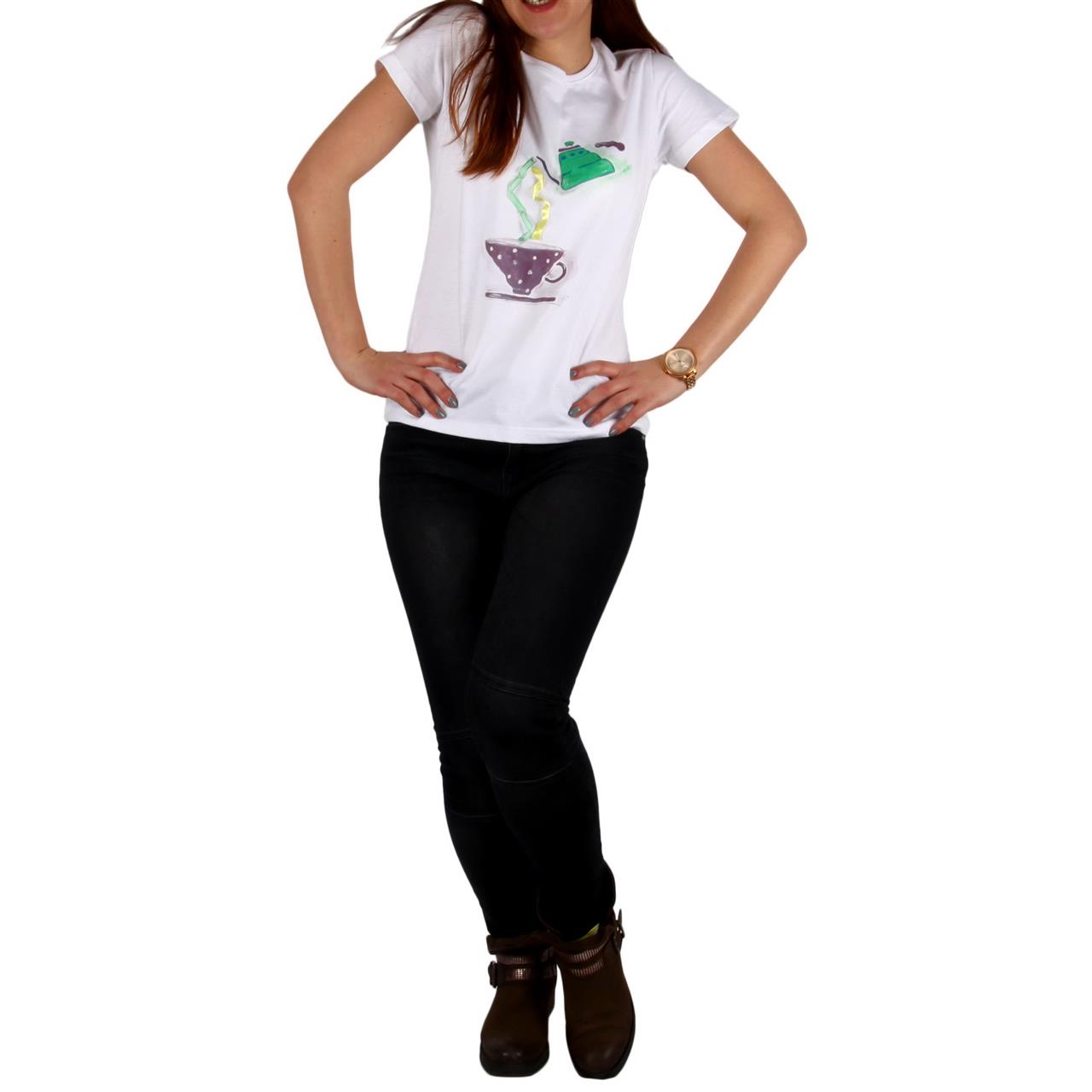 Poza Tricou La baza gatului, Alb, Maneca scurta, Cu imprimeu - 1002S [2]