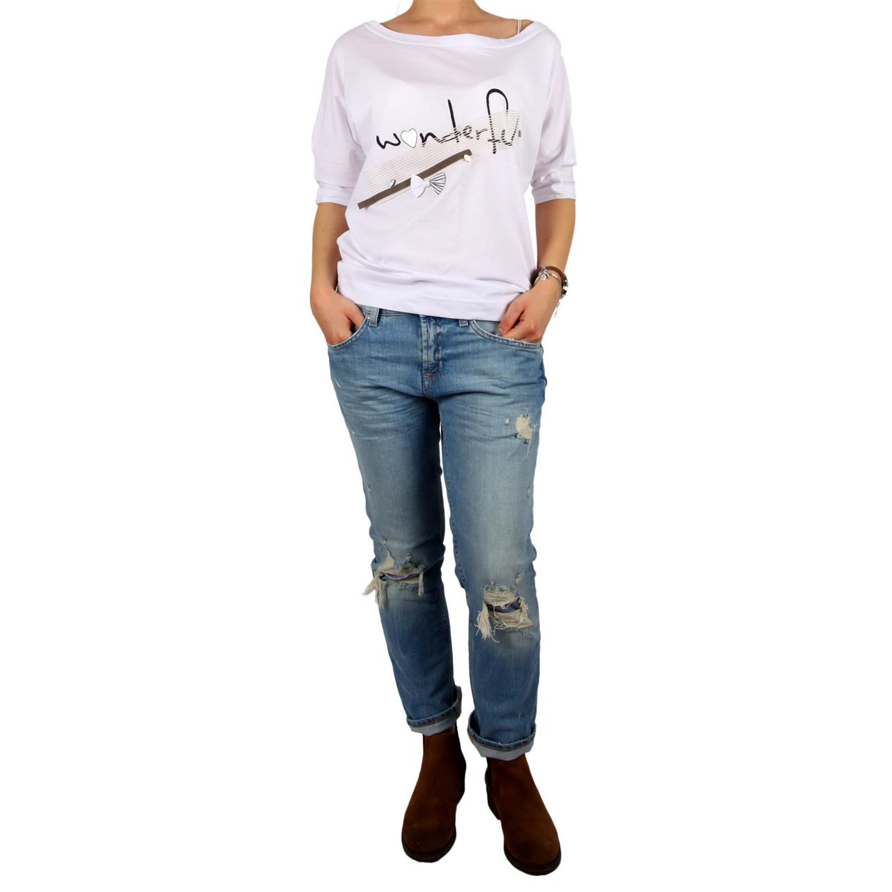 Poza Tricou Cu imprimeu, Alb, Maneca trei sferturi, Cu imprimeu - 1002V [2]