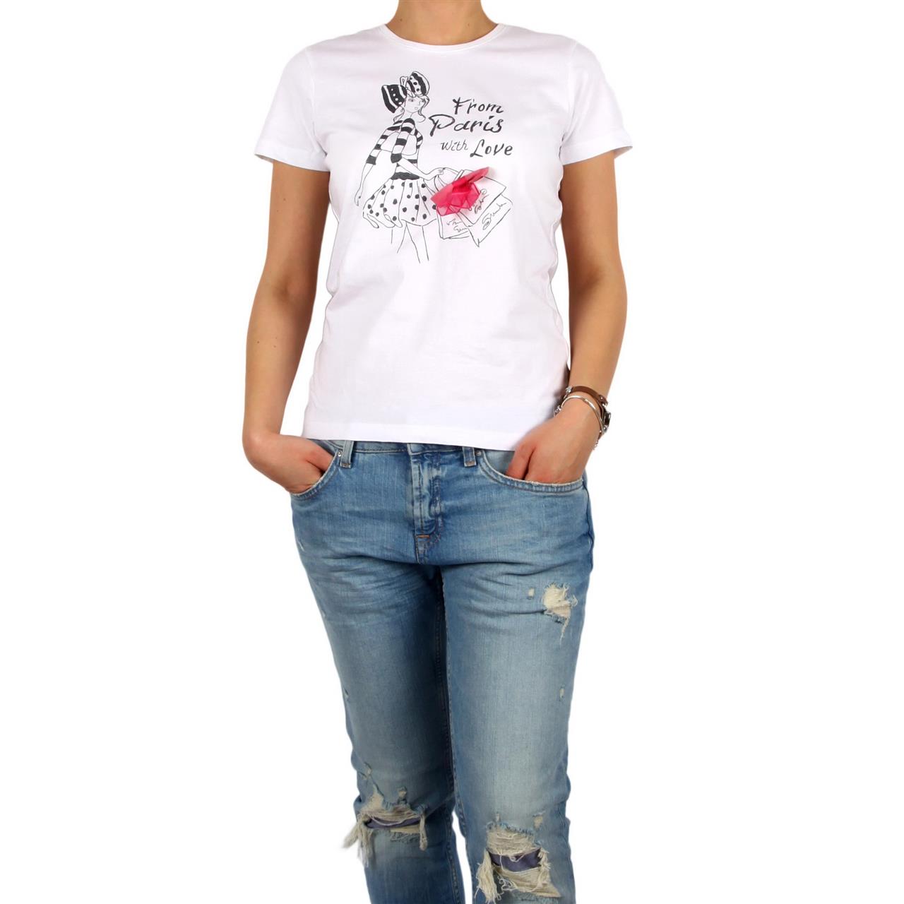 Poza Tricou La baza gatului, Alb, Maneca scurta, Cu imprimeu - 1003E [1]