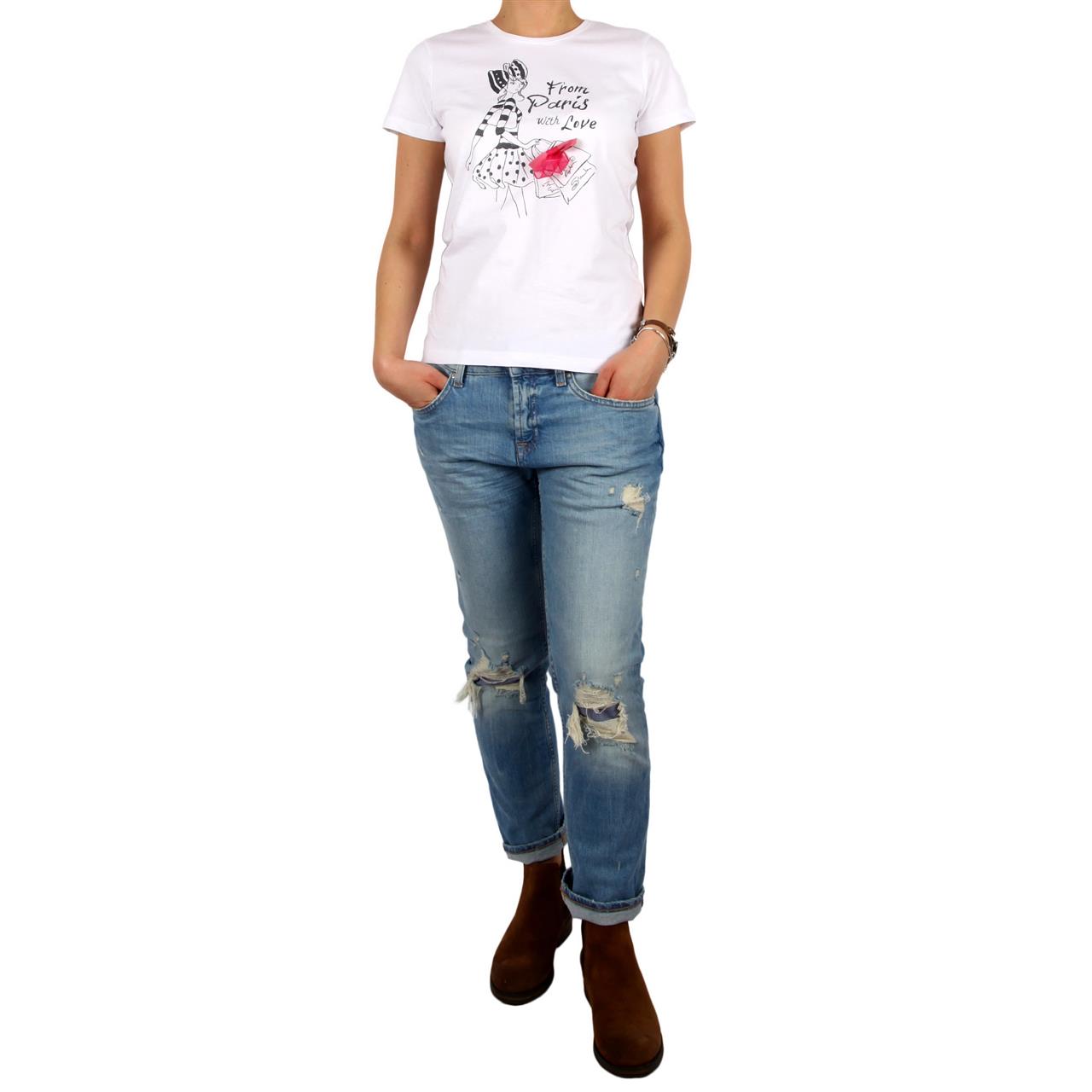 Poza Tricou La baza gatului, Alb, Maneca scurta, Cu imprimeu - 1003E [2]