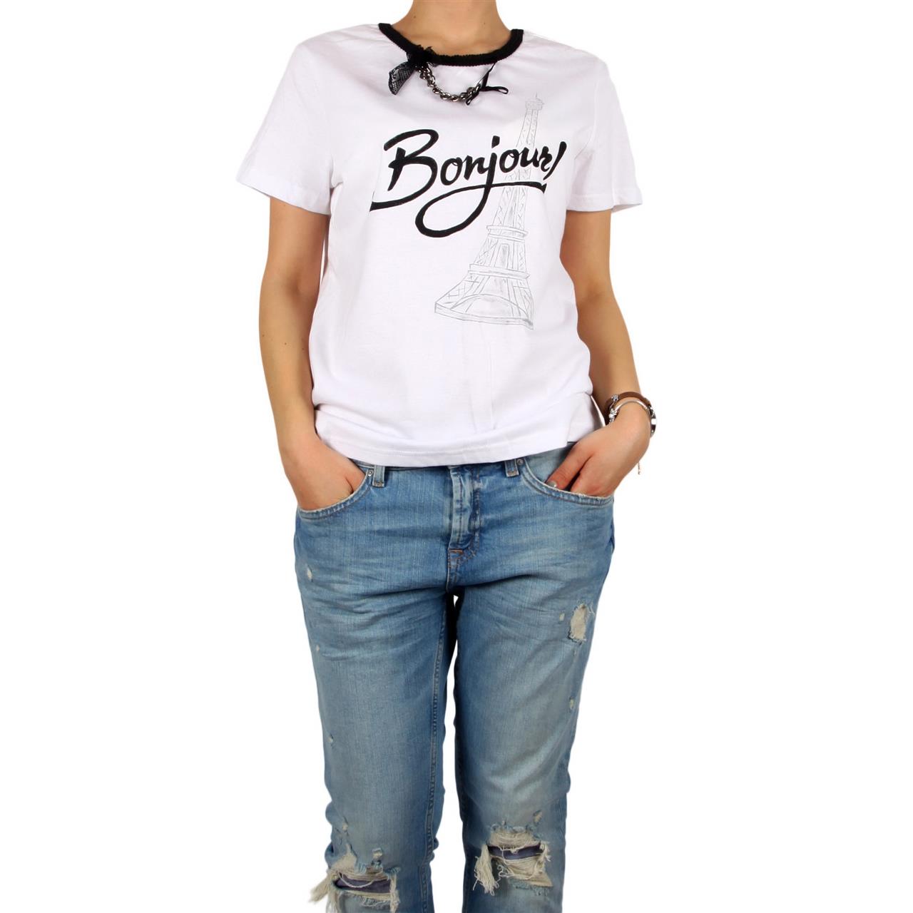 Poza Tricou La baza gatului, Alb, Maneca scurta, Cu imprimeu - 1003H [1]
