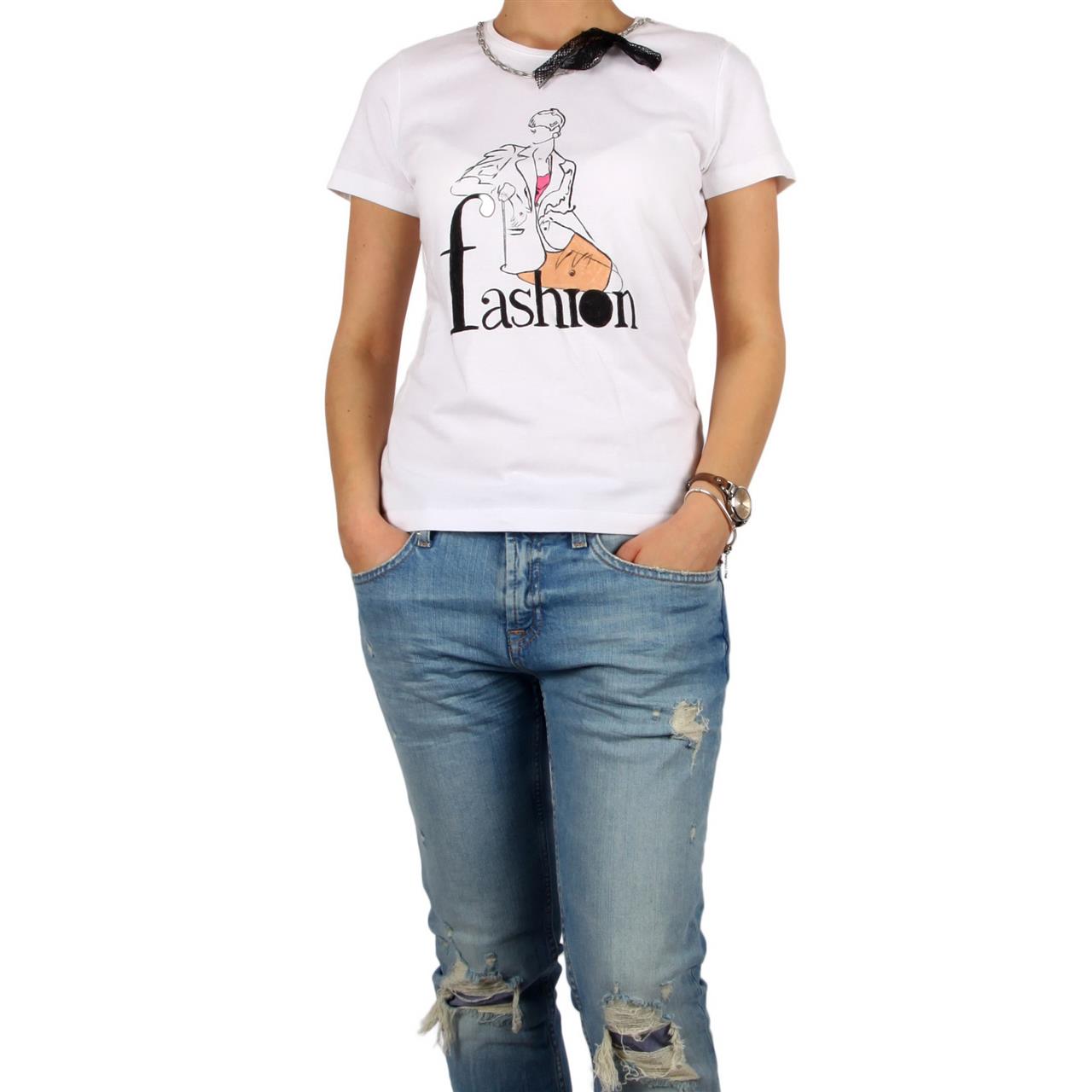 Poza Tricou Fashion, La baza gatului, Alb, Maneca scurta, Cu imprimeu - 1003M [1]