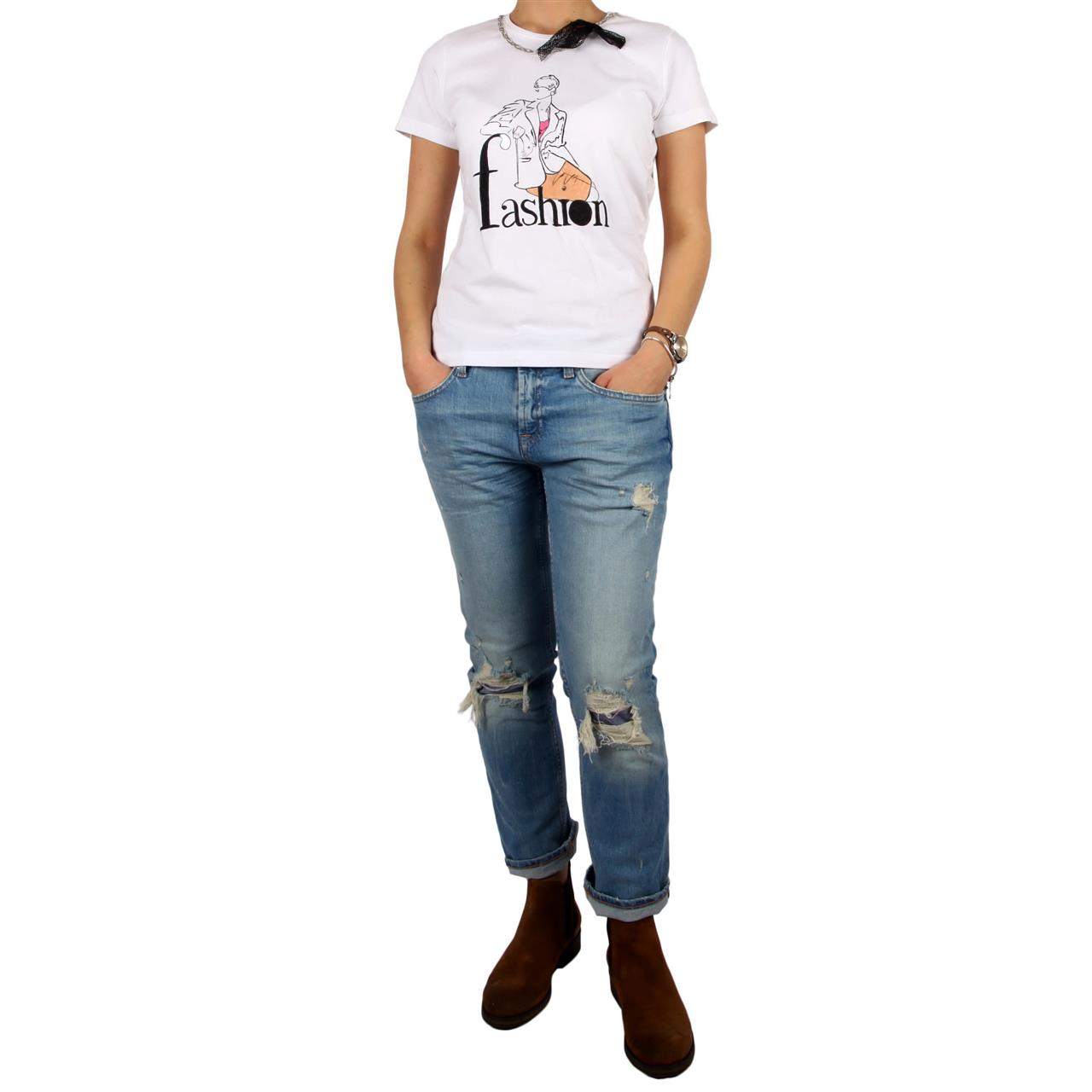 Poza Tricou Fashion, La baza gatului, Alb, Maneca scurta, Cu imprimeu - 1003M [2]