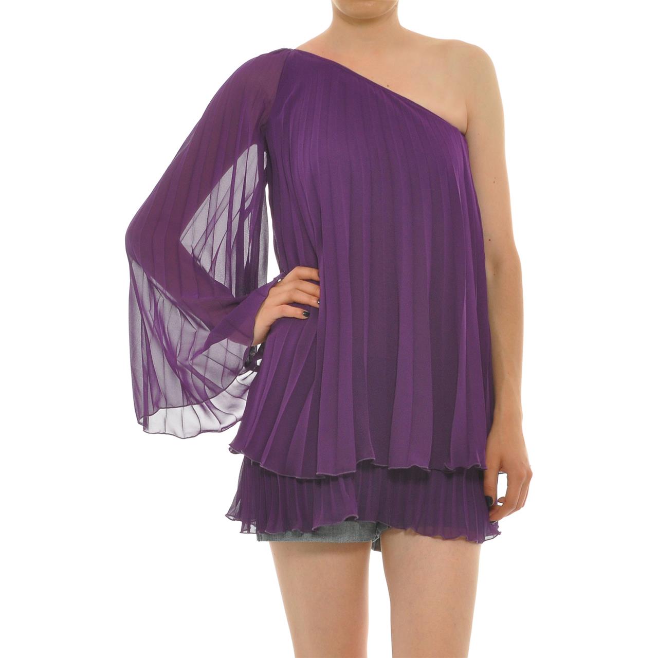 Poza Bluza Casual, Plisata, Mov, Maneca lunga, Voal - 013BB [1]