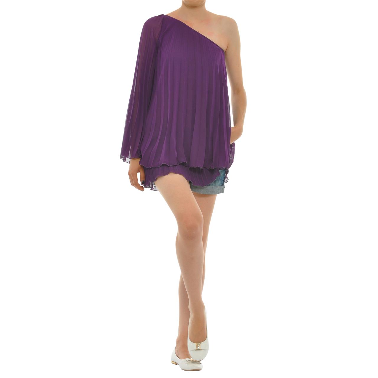 Poza Bluza Casual, Plisata, Mov, Maneca lunga, Voal - 013BB [3]