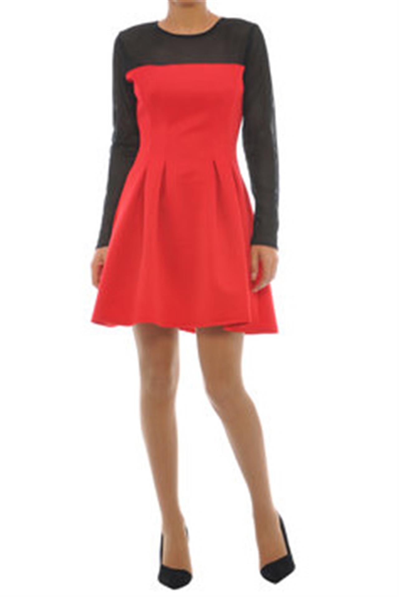 Poza Rochie Clos, De ocazie, Midi, Rosie, Cu plasa neagra - 220D [1]