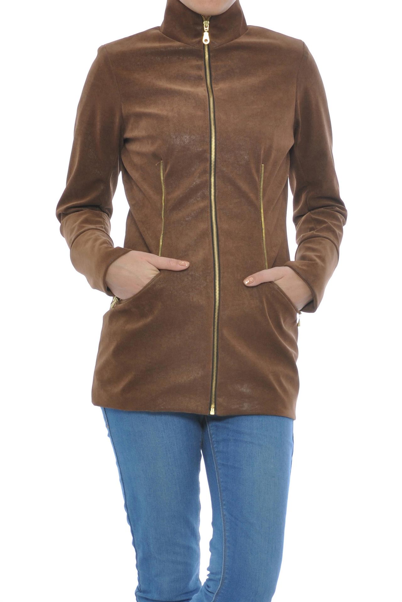 Poza Geaca Piele sintetica, Fara gluga, Cu fermoar, Maro - 256 [1]