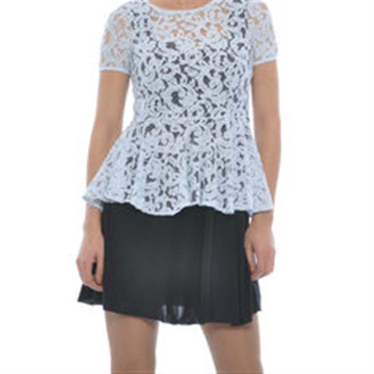 Poza Bluza Casual, Bleu, Maneca scurta, Din dantela - 285AA [1]