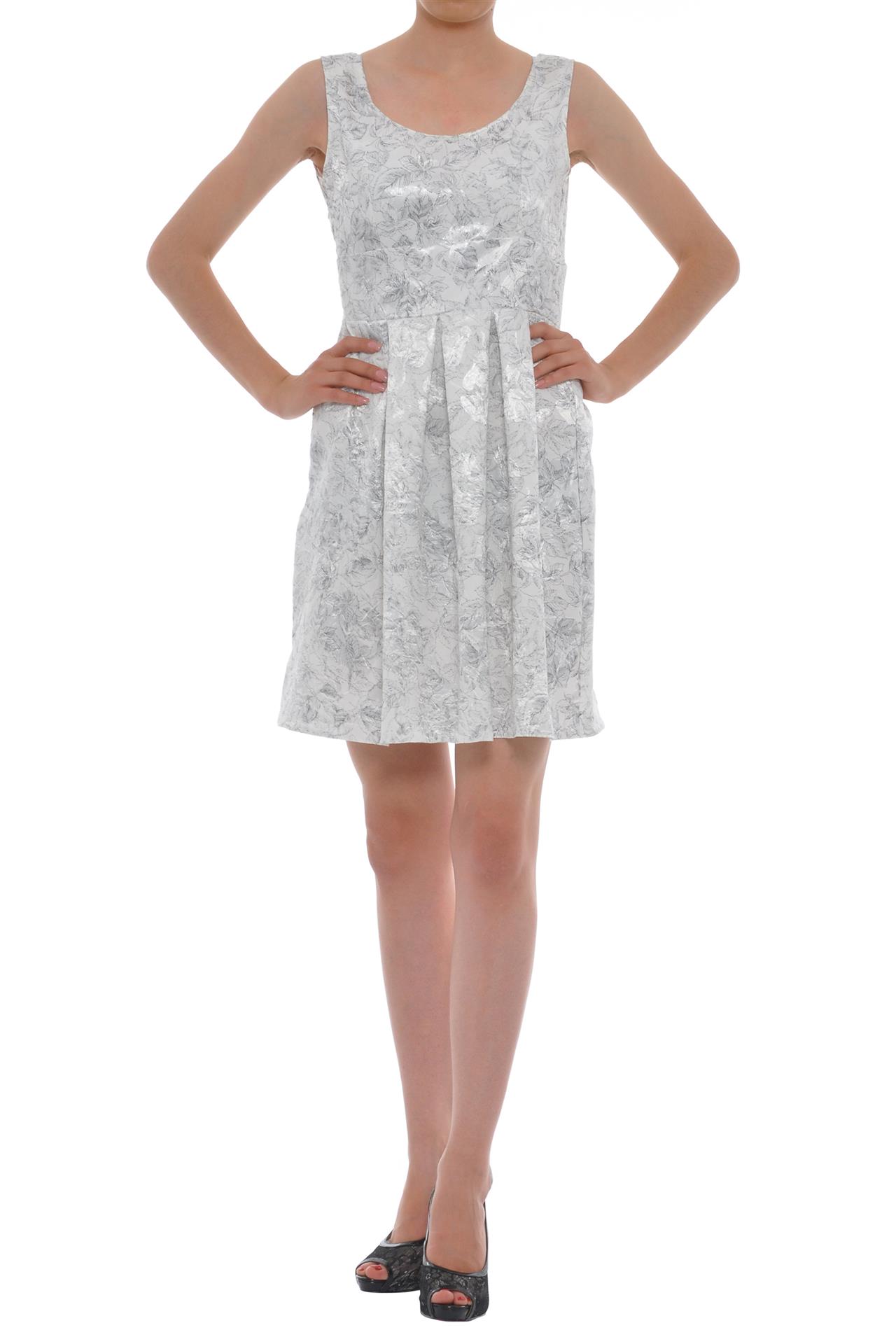 Poza Rochie Clos, Casual, Midi, Alb/Gri, Cu pliuri - 647DD [1]