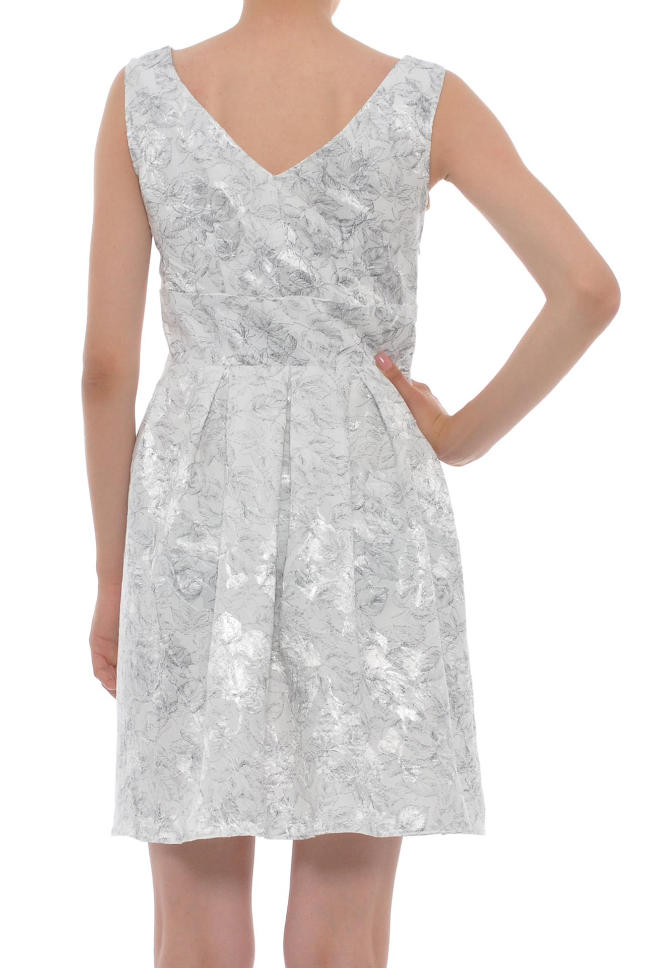 Poza Rochie Clos, Casual, Midi, Alb/Gri, Cu pliuri - 647DD [3]