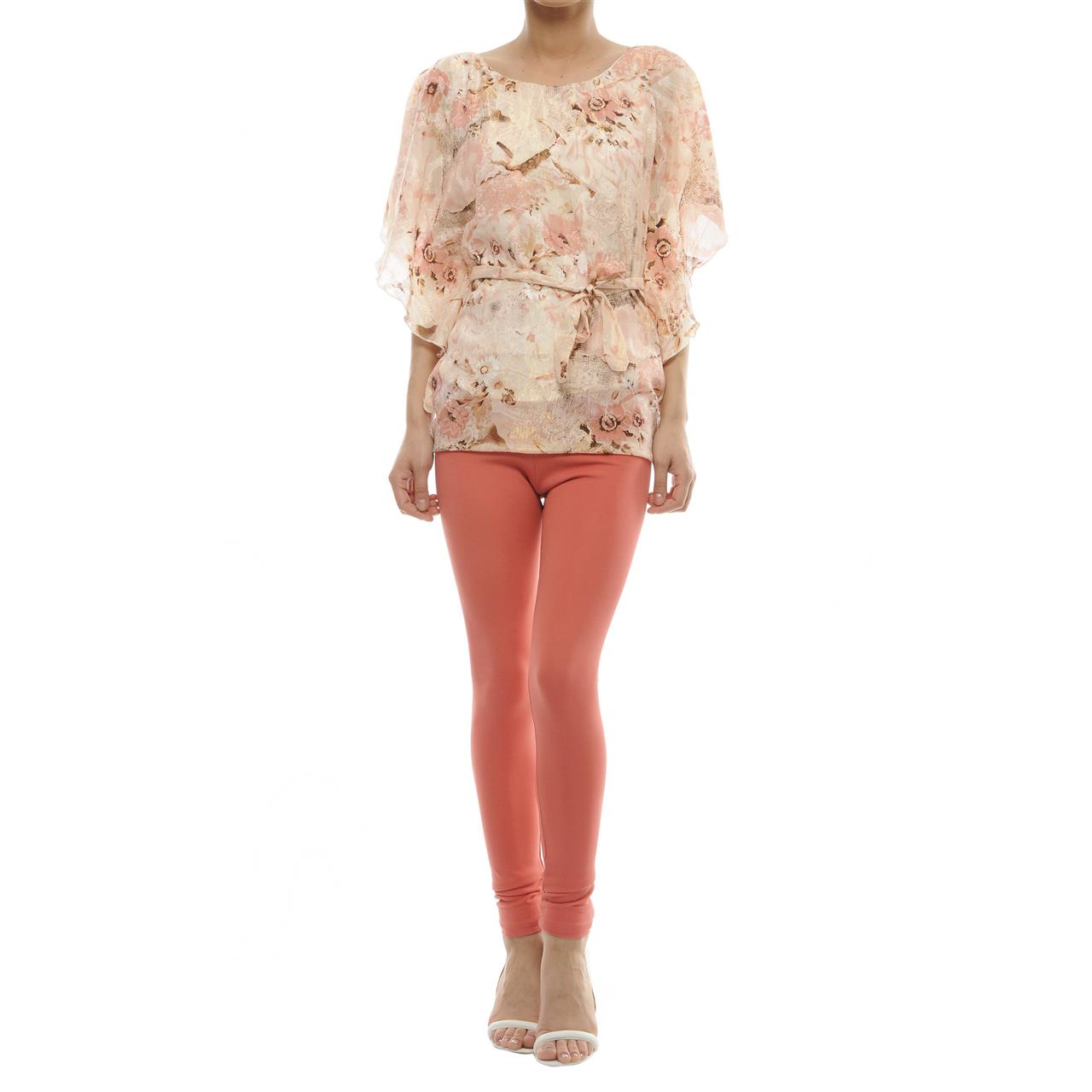 Poza Bluza Casual, Fluture, Roz, Maneca scurta, Floral, Cu cordon - 673BB [3]