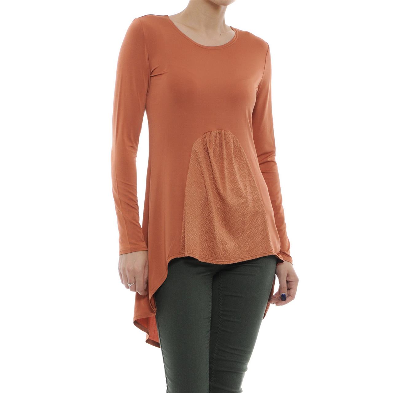 Poza Bluza Casual, Asimetrica, Caramiziu, Maneca lunga - 747BB [1]