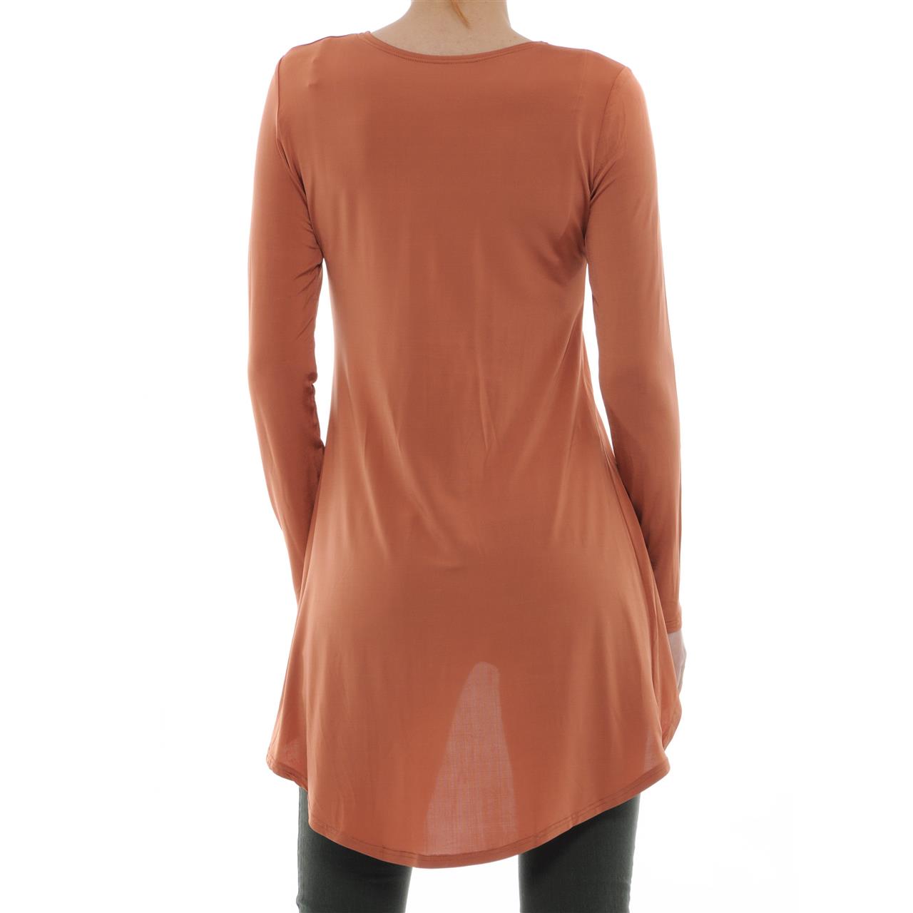 Poza Bluza Casual, Asimetrica, Caramiziu, Maneca lunga - 747BB [2]