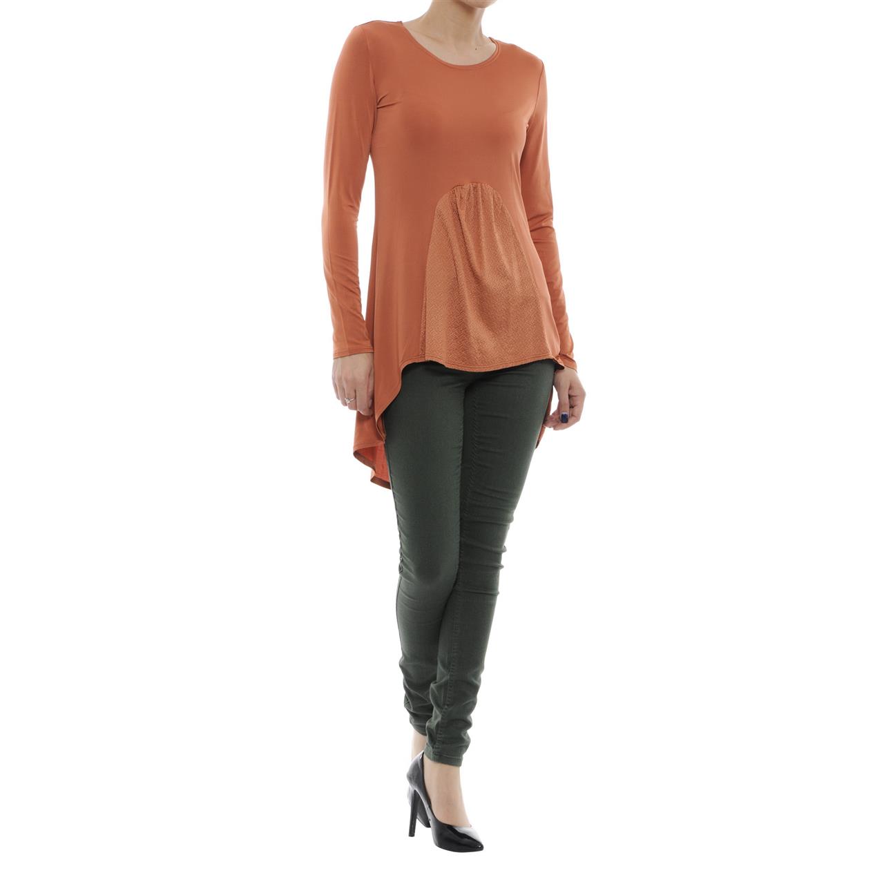 Poza Bluza Casual, Asimetrica, Caramiziu, Maneca lunga - 747BB [3]