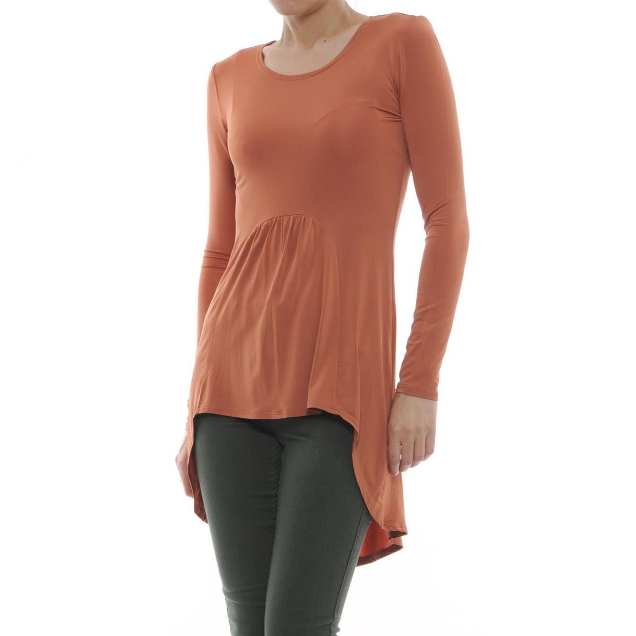 Poza Bluza Casual, Asimetrica, Caramiziu, Maneca lunga - 747II [1]