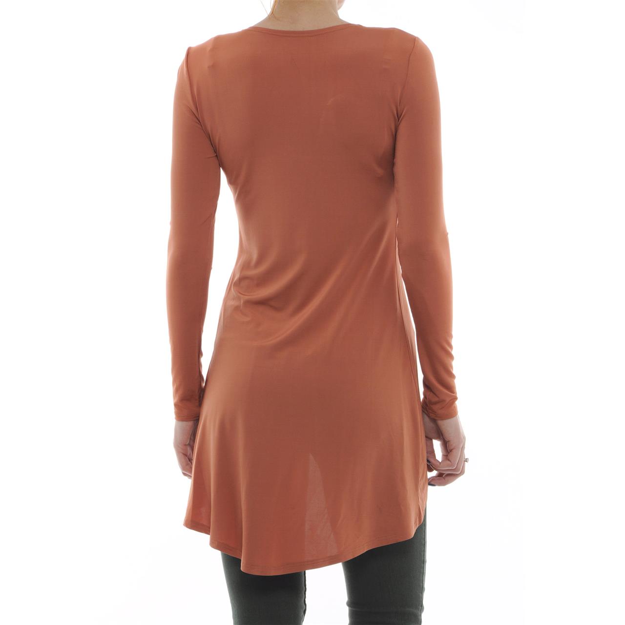 Poza Bluza Casual, Asimetrica, Caramiziu, Maneca lunga - 747II [2]