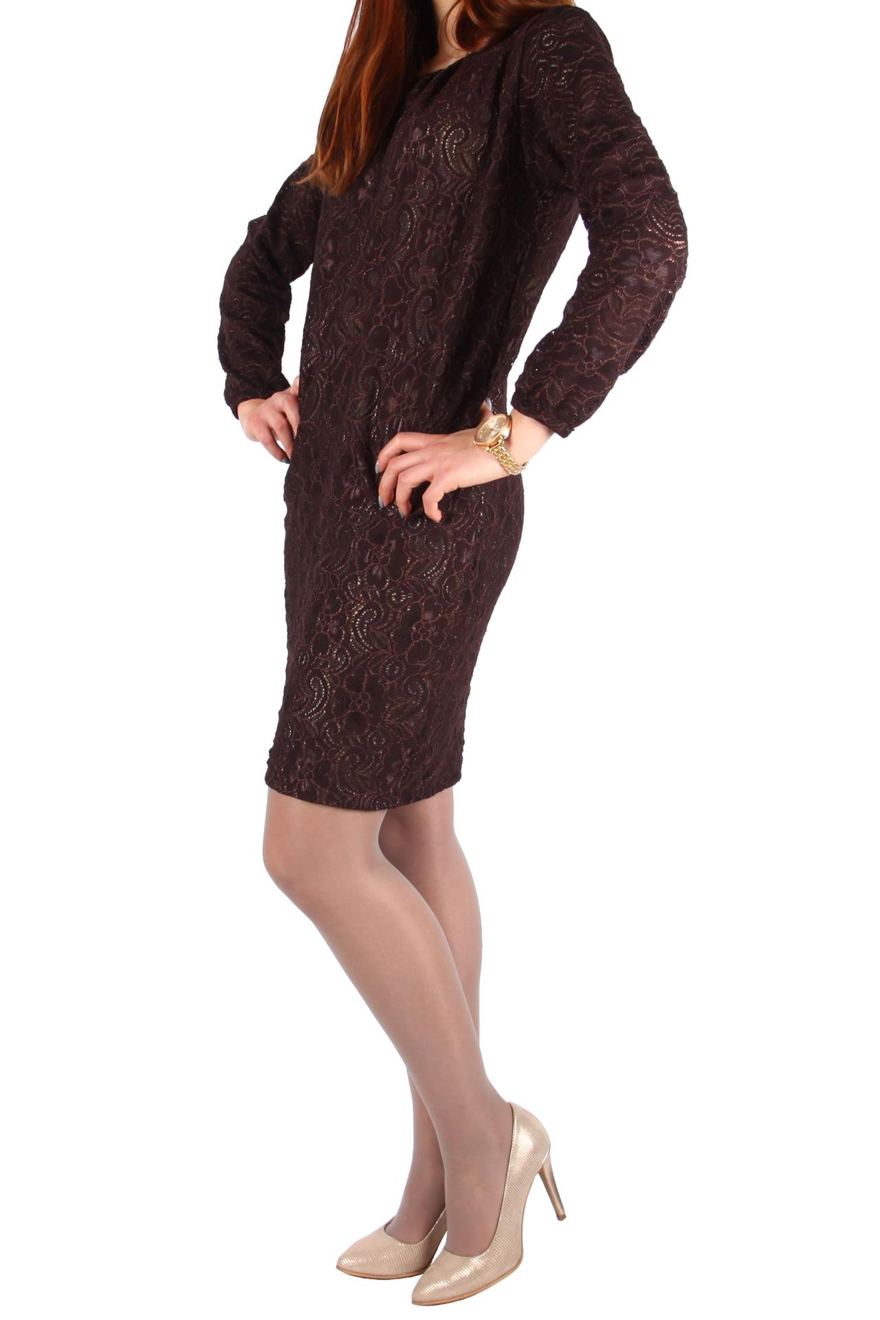 Poza Rochie Drept, Casual, Midi, Maro, Captuseala Tricot - 796B [2]