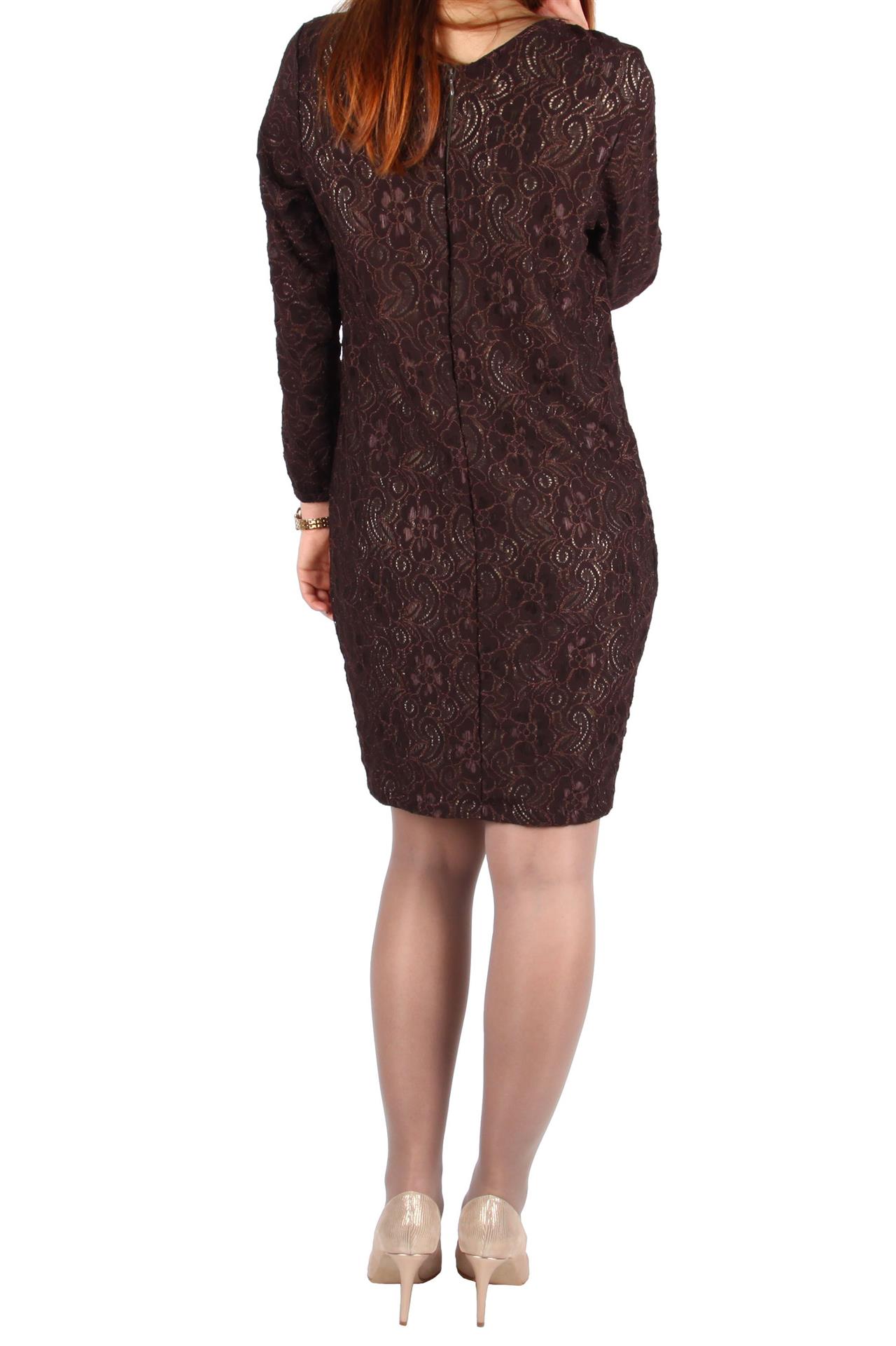 Poza Rochie Drept, Casual, Midi, Maro, Captuseala Tricot - 796B [3]