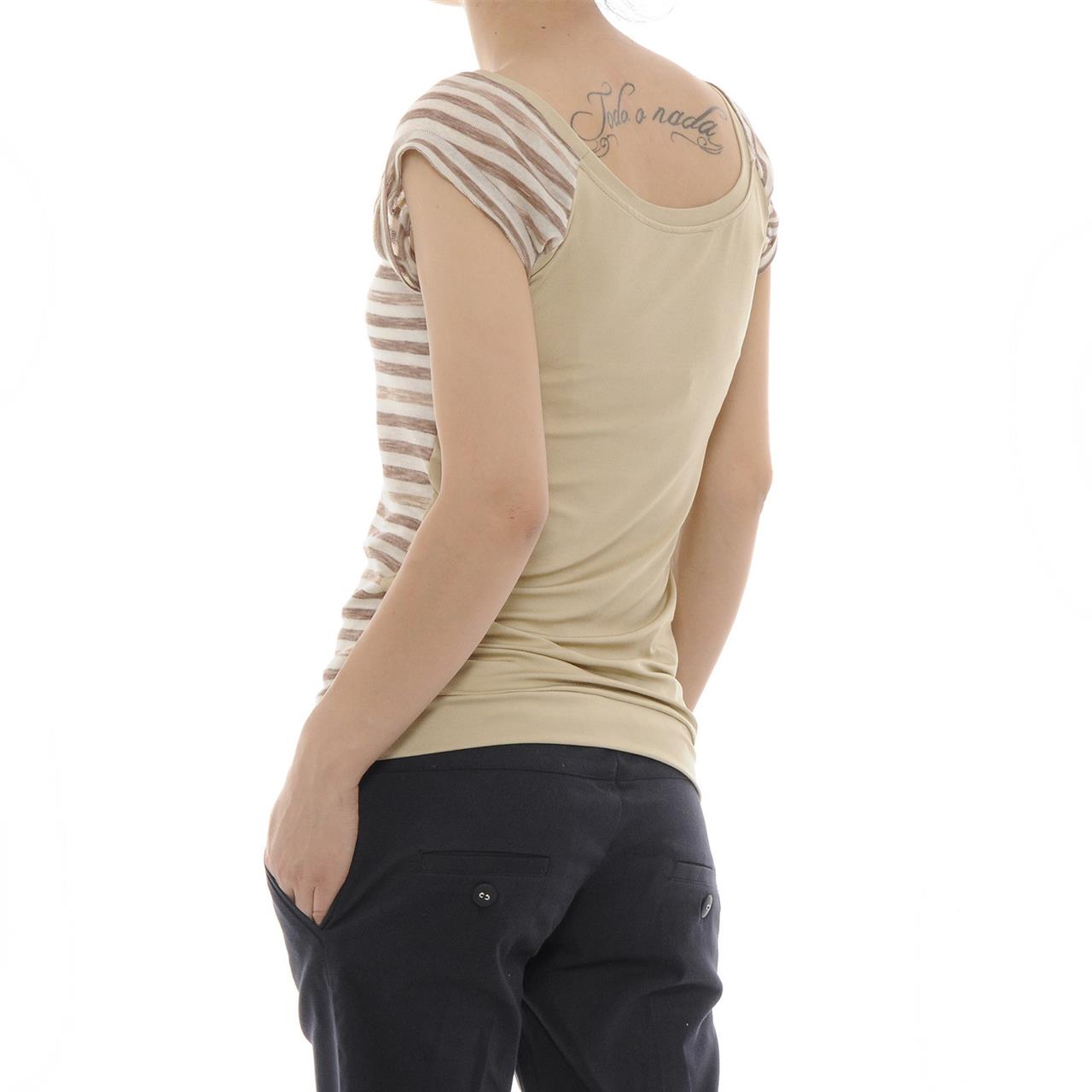 Poza Bluza Casual, Bej, Maneca scurta, Dungi - 808B [2]