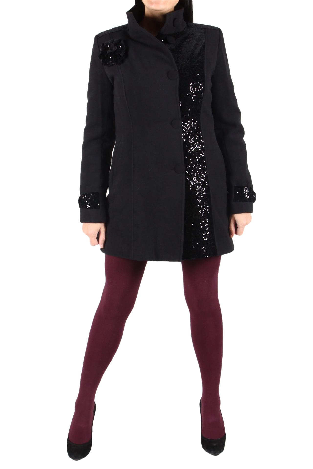 Poza Palton Casual, Negru, Paiete, Nasturi - 839A [1]