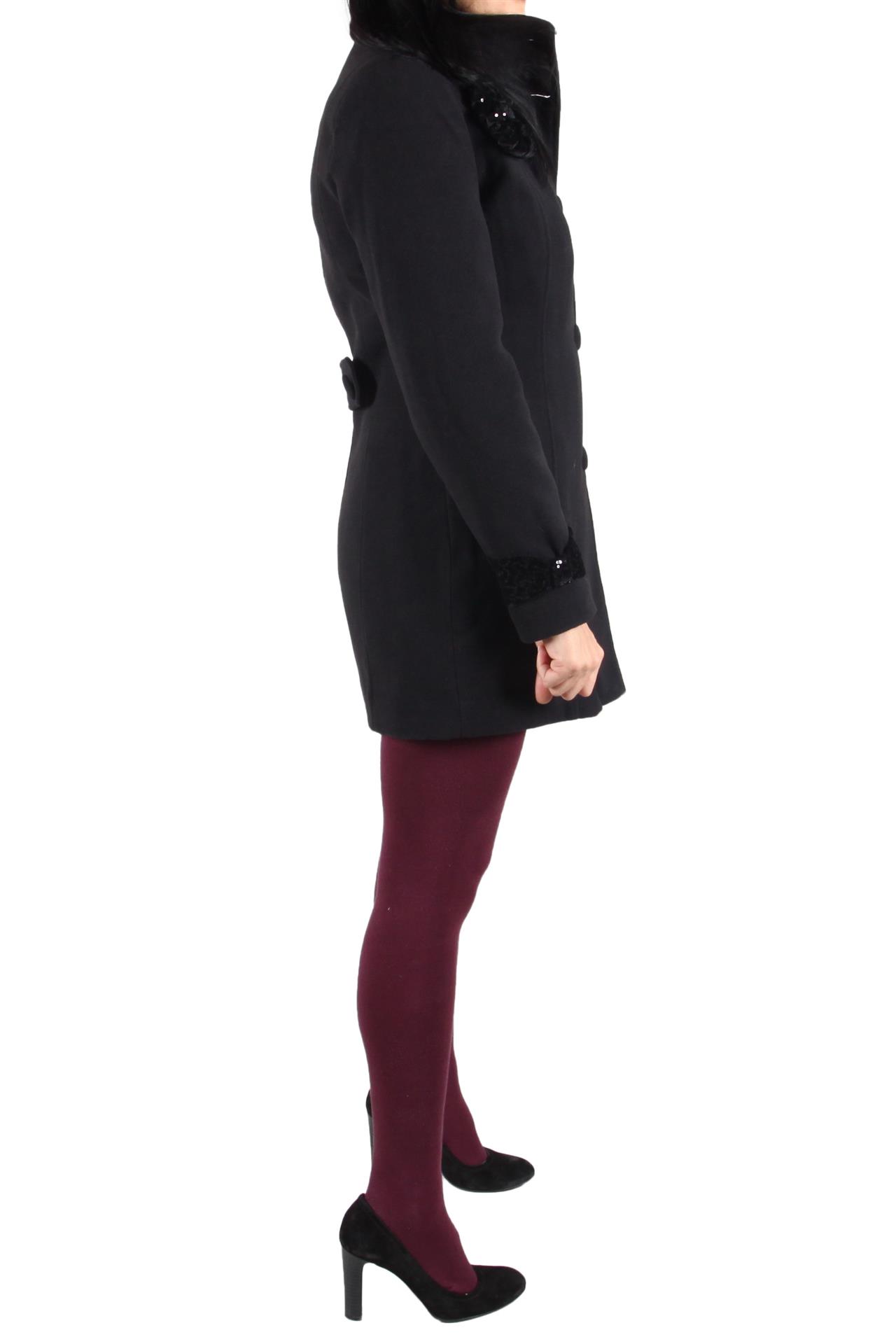 Poza Palton Casual, Negru, Paiete, Nasturi - 839A [2]