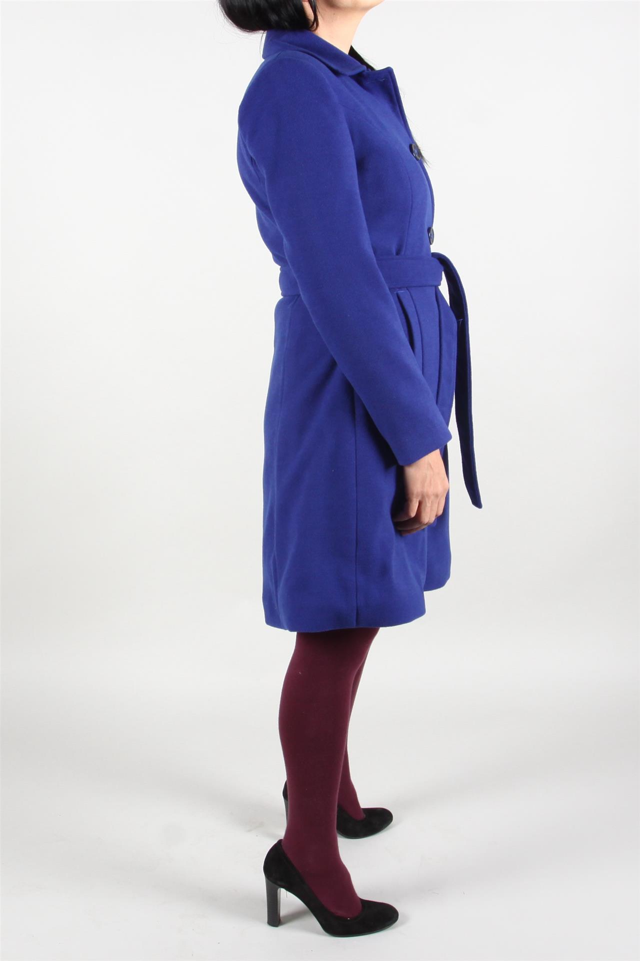 Poza Palton Autumn Lady Casual, Albastru, Uni, Stofa lana, Cordon in talie - 846A [2]