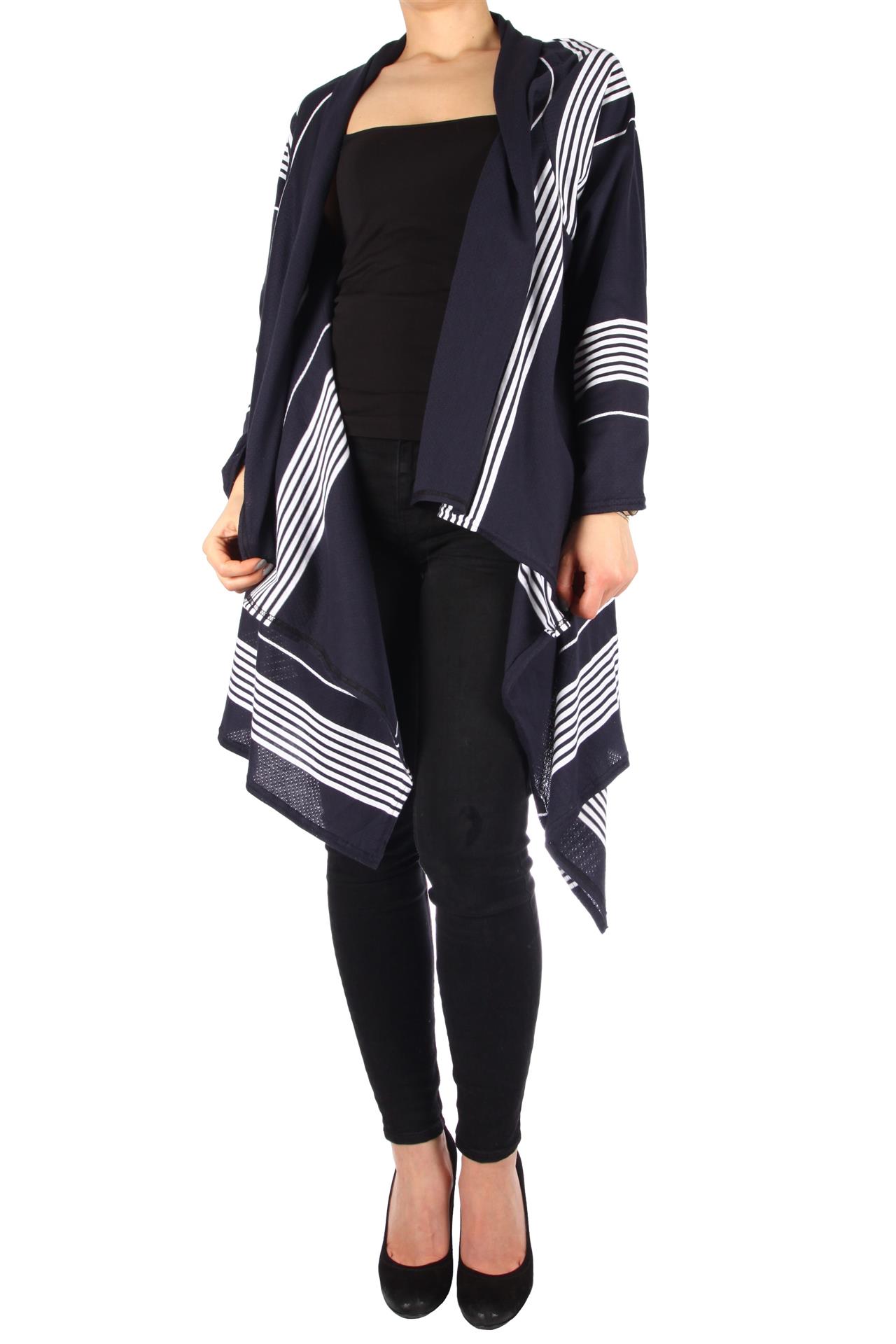 Poza Cardigan Larg, Casual, Fara nasturi, Bleumarin, Tricot, In dungi - 860B [2]