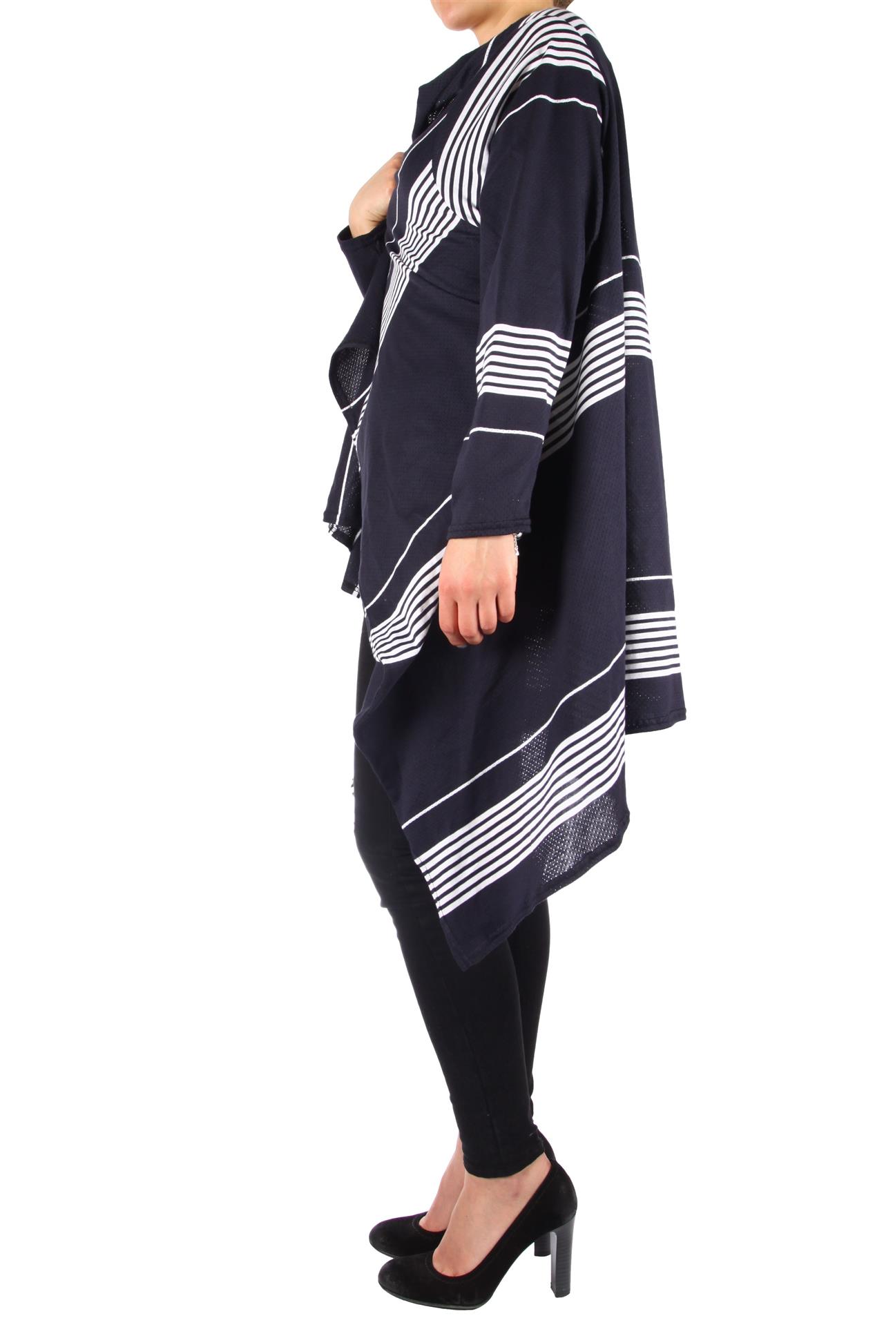 Poza Cardigan Larg, Casual, Fara nasturi, Bleumarin, Tricot, In dungi - 860B [3]