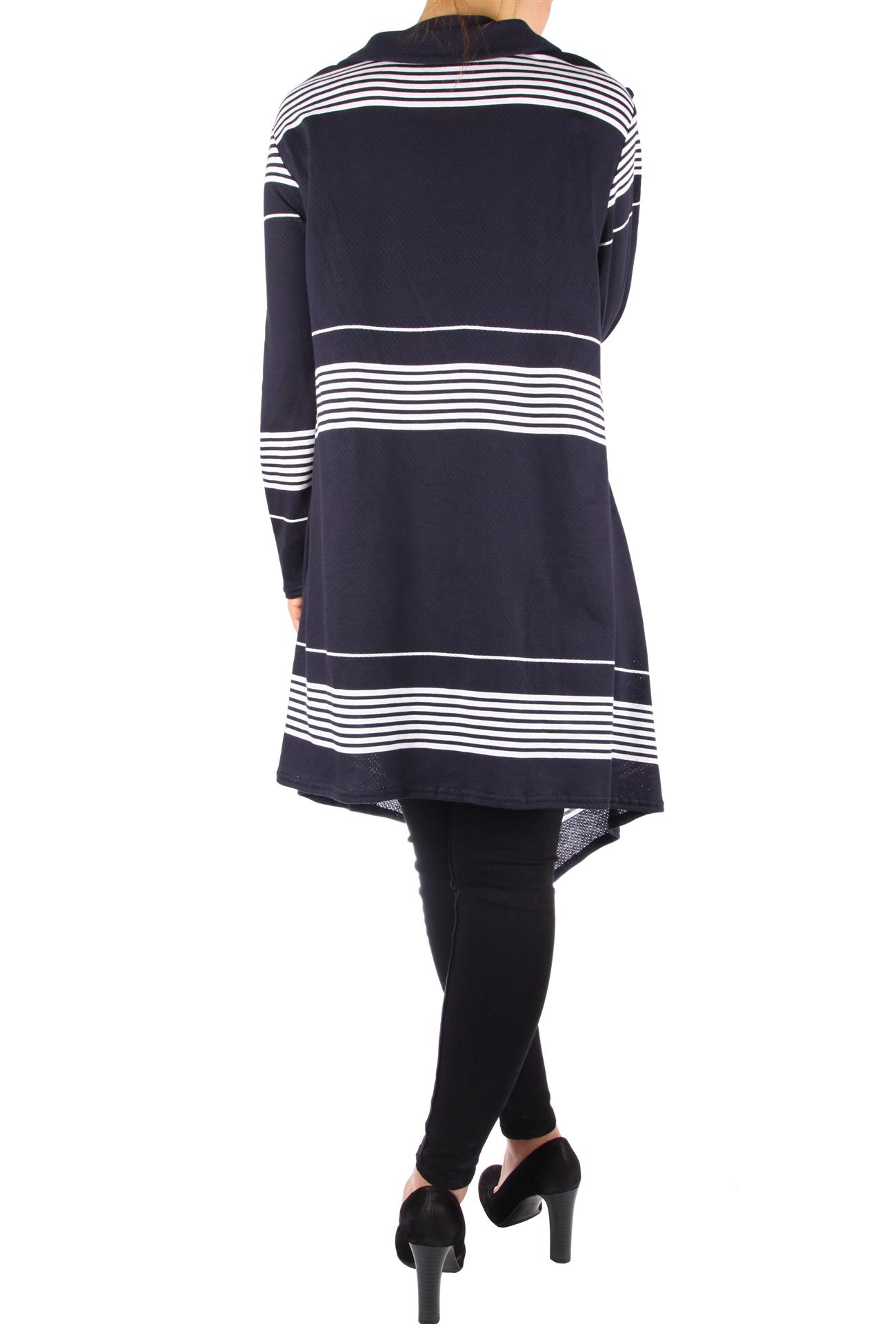 Poza Cardigan Larg, Casual, Fara nasturi, Bleumarin, Tricot, In dungi - 860B [4]