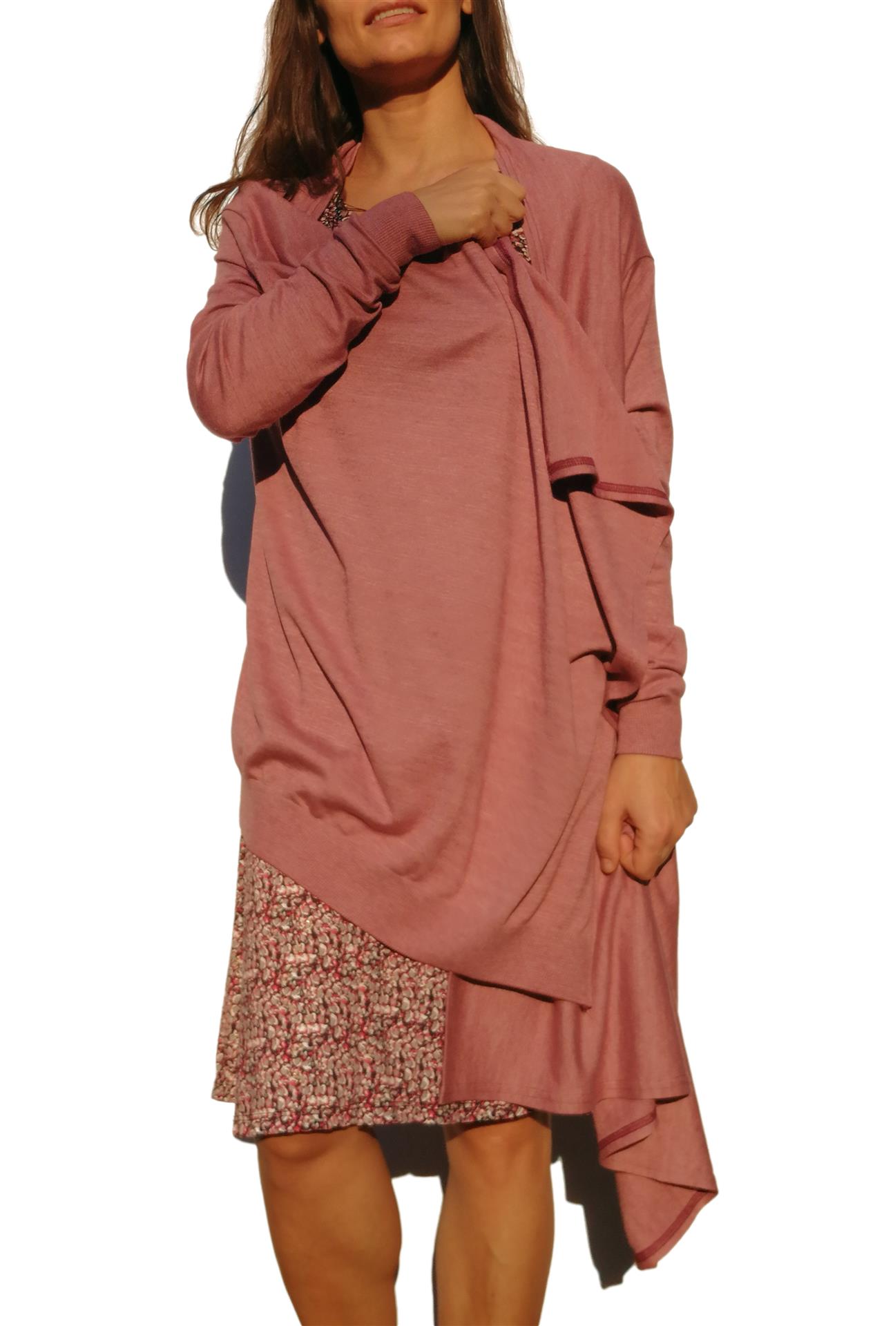 Poza Cardigan La baza gatului, Casual, Fara nasturi, Roz, Tricot - 860H [1]