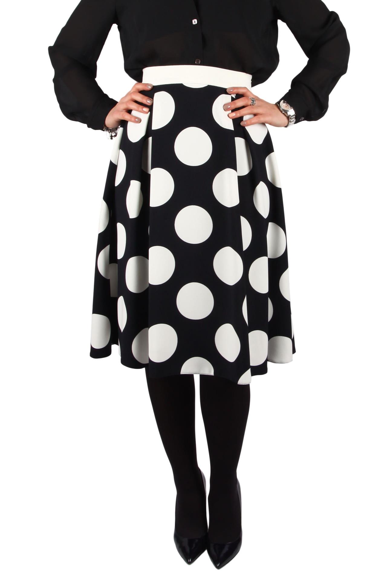 Poza Fusta Office, Midi, Bleumarin, Cu buline albe - 865A [1]