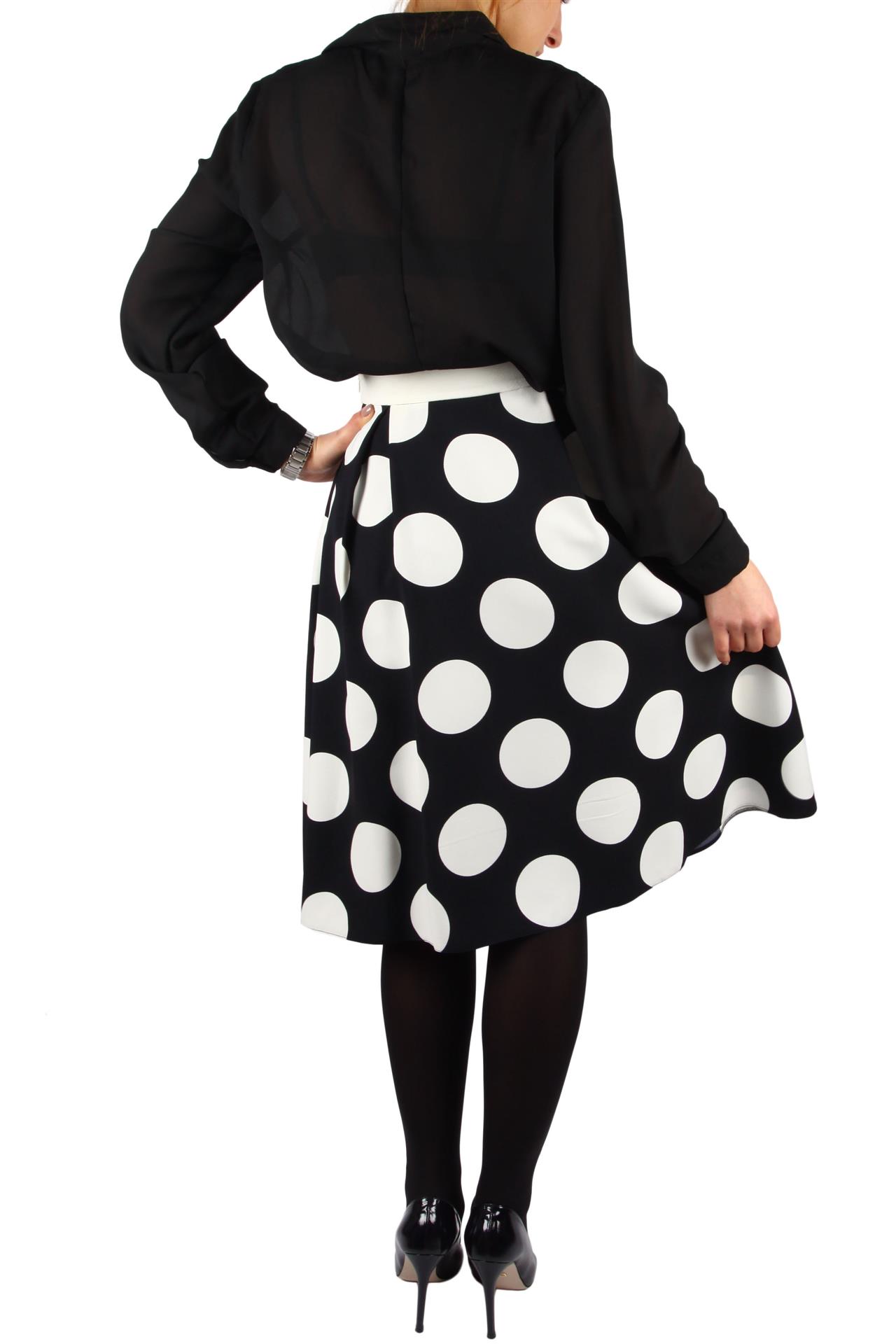 Poza Fusta Office, Midi, Bleumarin, Cu buline albe - 865A [4]