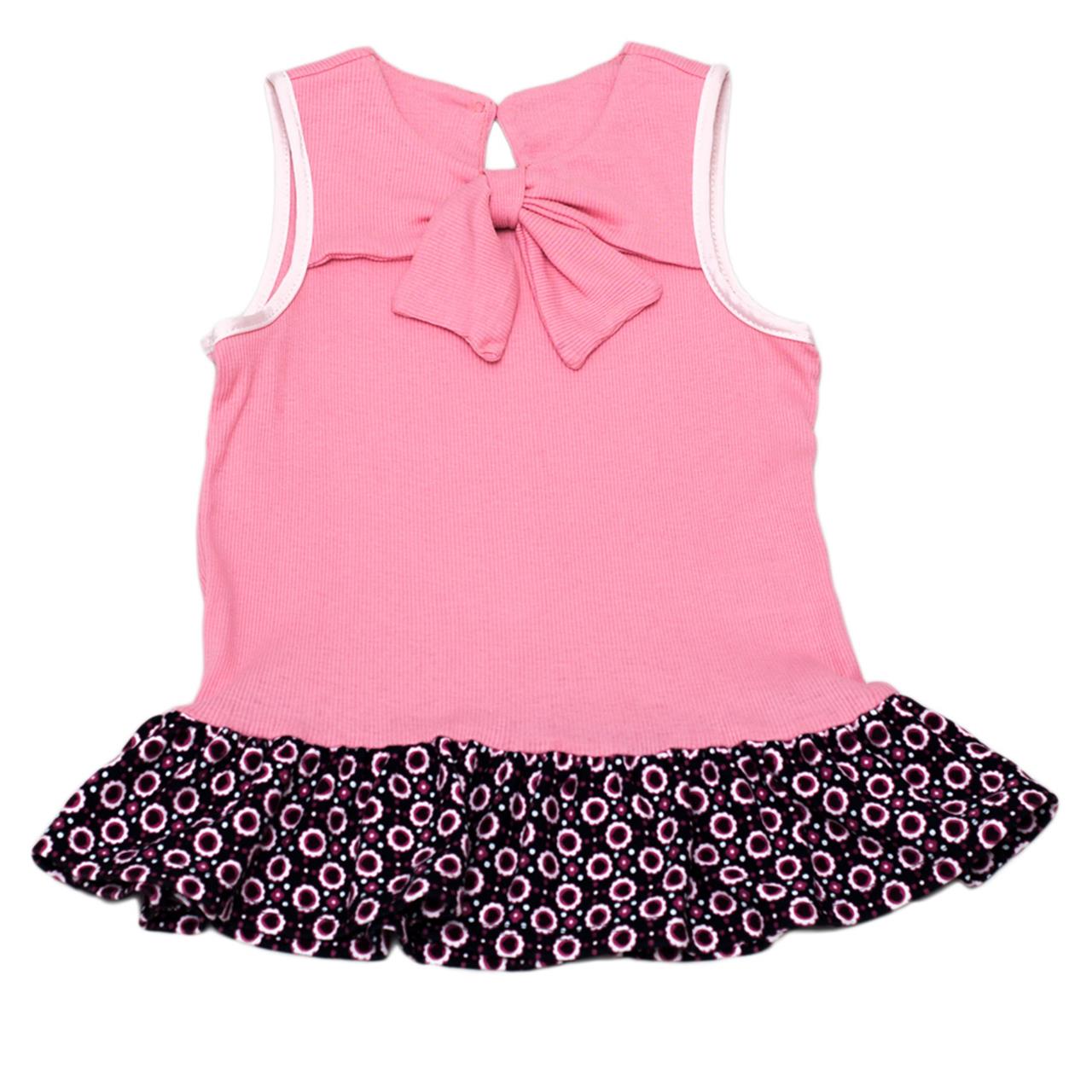 Poza Rochie Flori, Roz, Bumbac, Floral, Cu volan negru - 887C [1]