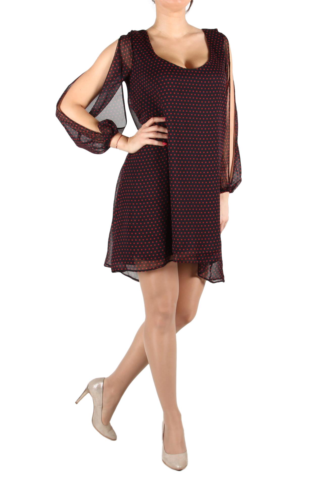 Poza Rochie Clos, Casual, Midi, Neagra, Captuseala Neagra, Buline - 889E [1]