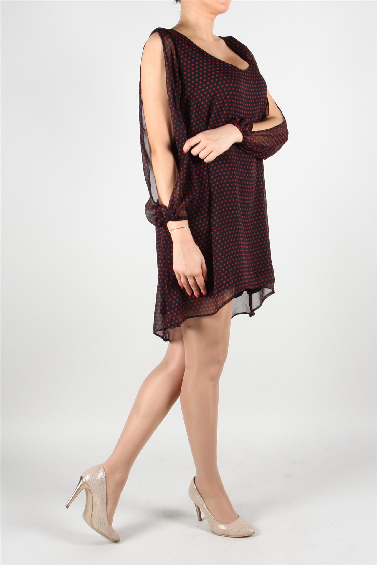 Poza Rochie Clos, Casual, Midi, Neagra, Captuseala Neagra, Buline - 889E [2]