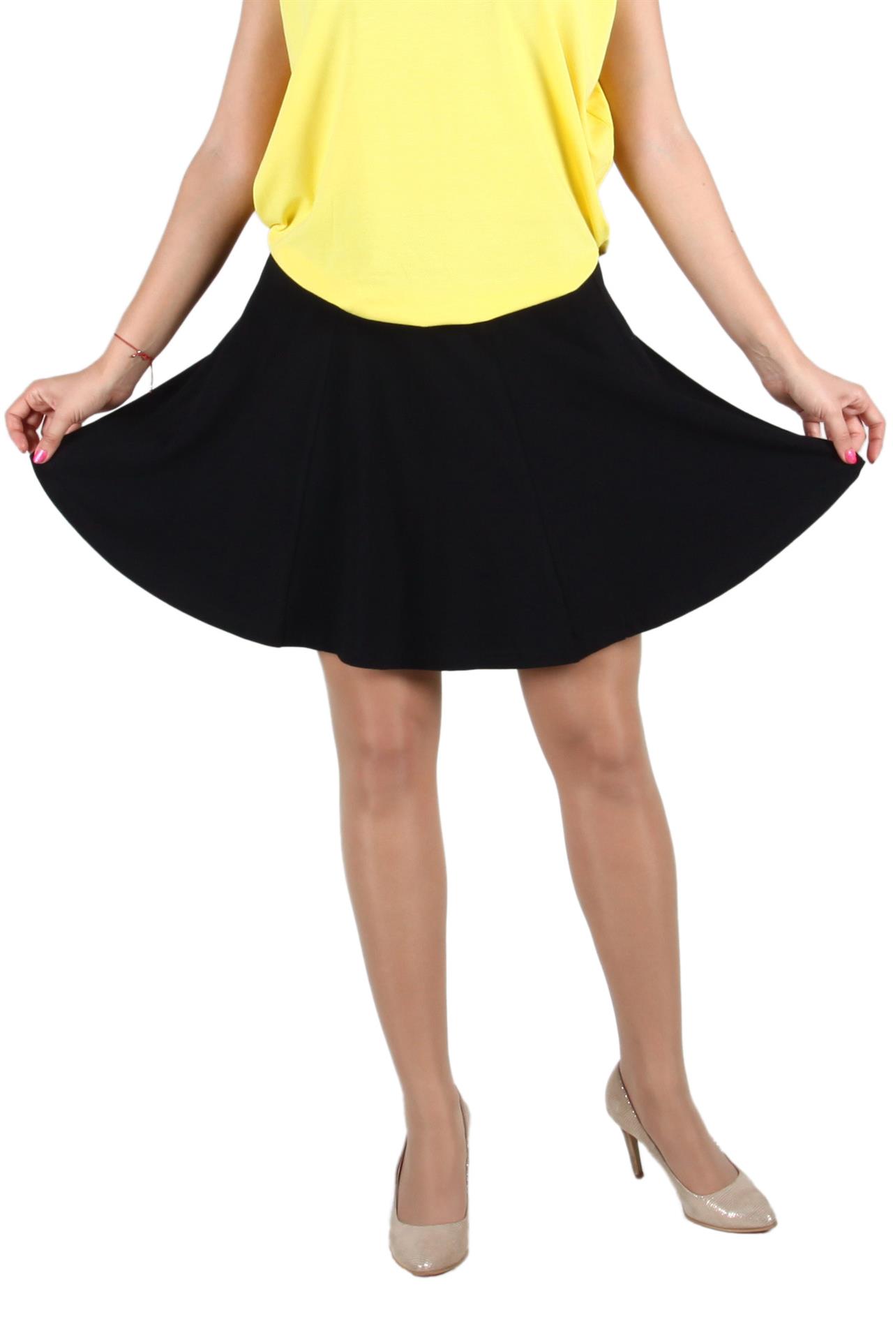 Poza Fusta Casual, Midi, Neagra, Cu clini, Tricot, Cu elastic - 908B [1]