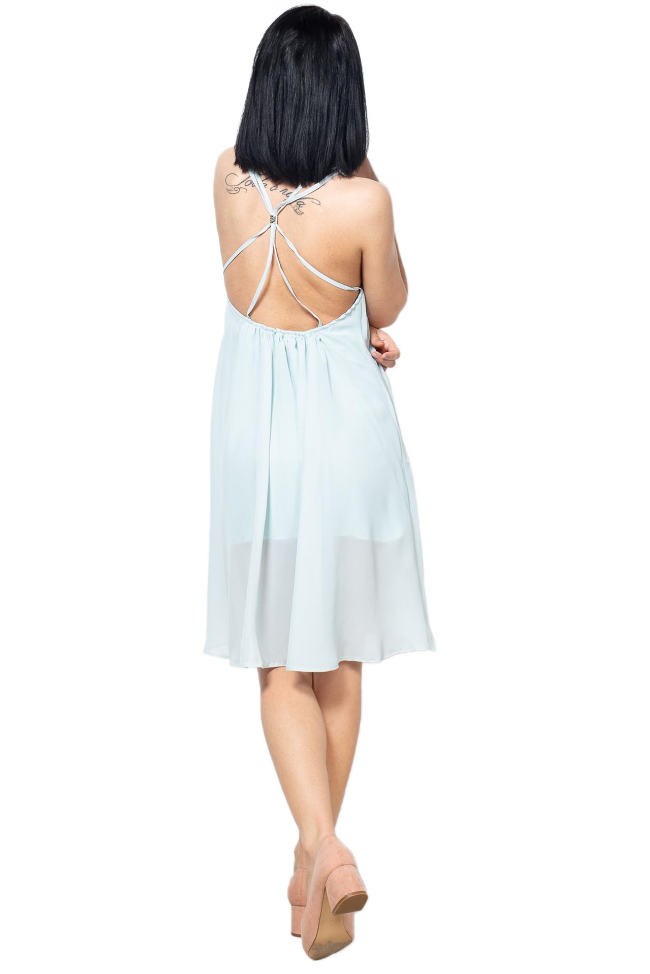 Poza Rochie Clos, Casual, Midi, Bleu, Fara maneca, Uni, Fara inchidere, Cu bretele - 910B [2]