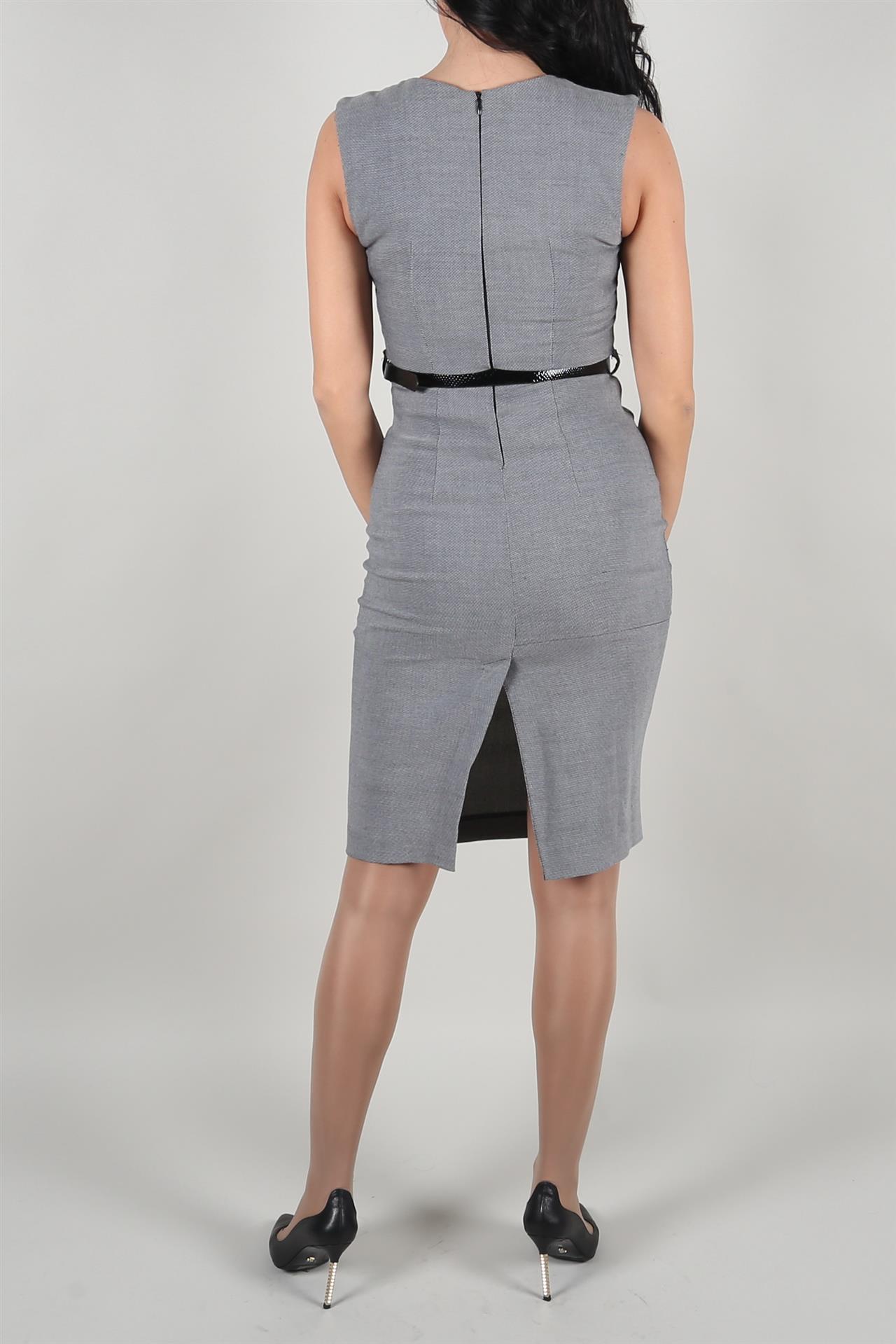 Poza Sarafan Autumn Lady Drept, Office, Midi, Gri, Stofa - 920G [3]