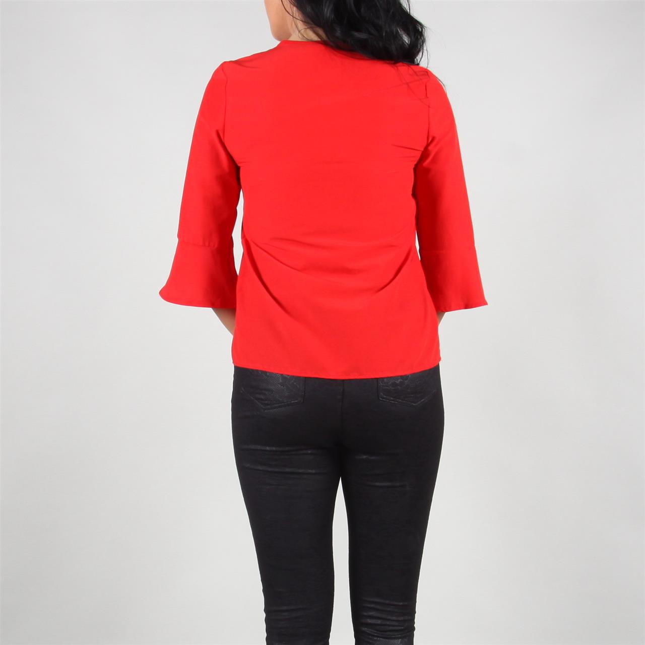 Poza Bluza Casual, Rosie, Maneca trei sferturi, Banda cu model romanesc - 929B [3]