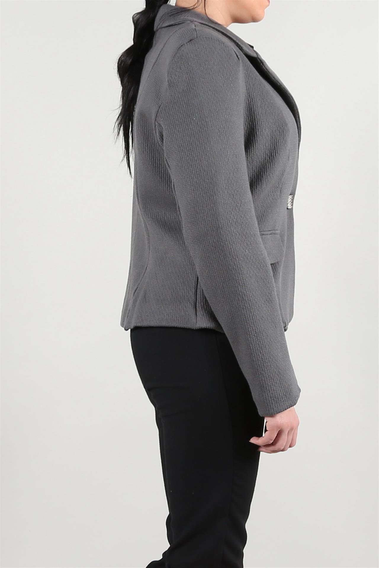 Poza Sacou Cambrat, Office, Gri, poliester, nasturi - 933L [2]