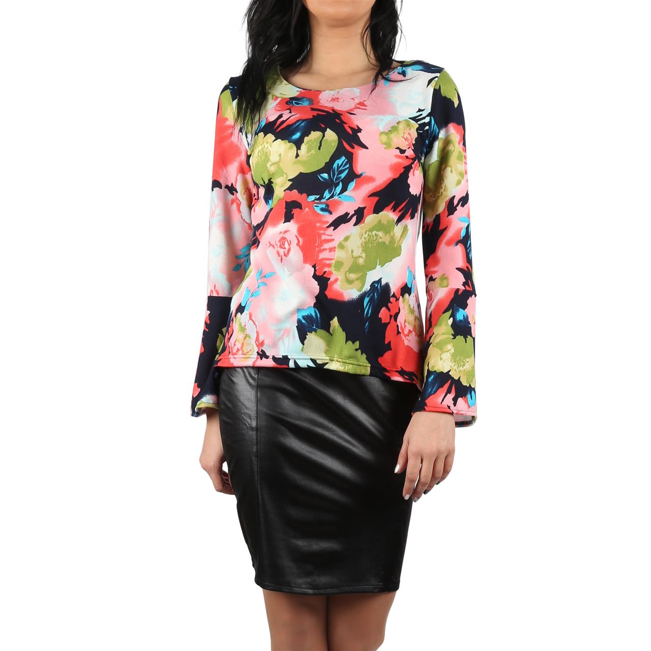 Poza Bluza Casual, Multicolor, Maneca lunga, Floral - CB005D [1]