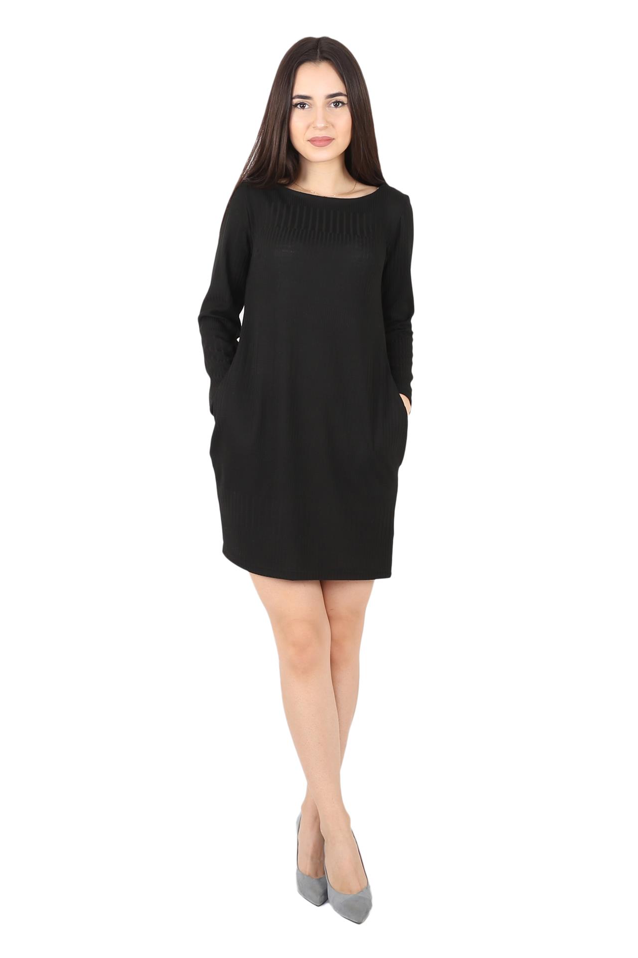 Poza Rochie Drept, Casual, Midi, Neagra, Maneca lunga, Dungi, Fara inchidere - CB015B [1]