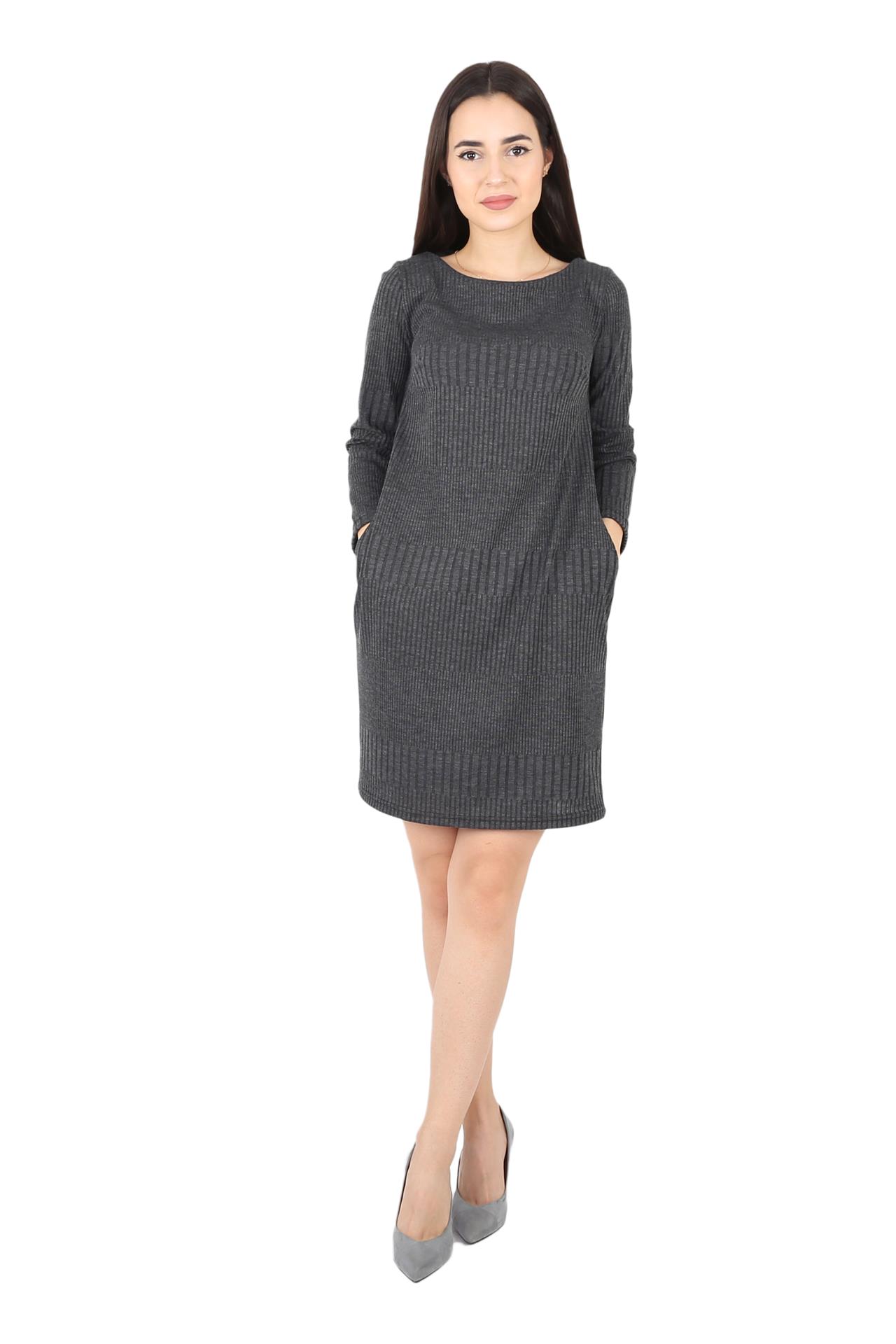Poza Rochie Drept, Casual, Midi, Gri inchis, Dungi - CB015C [1]