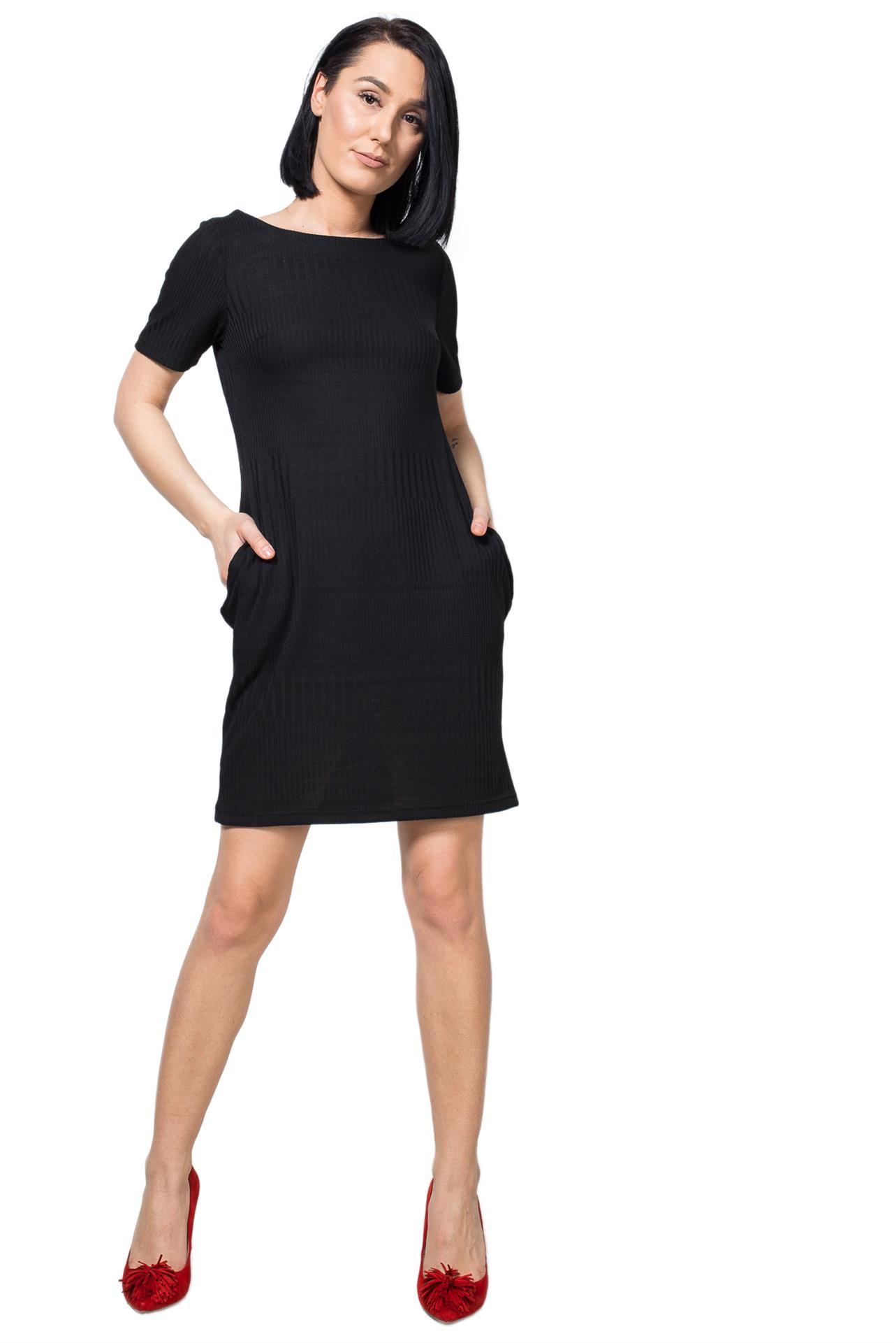 Poza Rochie Drept, Casual, Midi, Antracit, Maneca scurta, Dungi, Fara inchidere - CB015E [1]