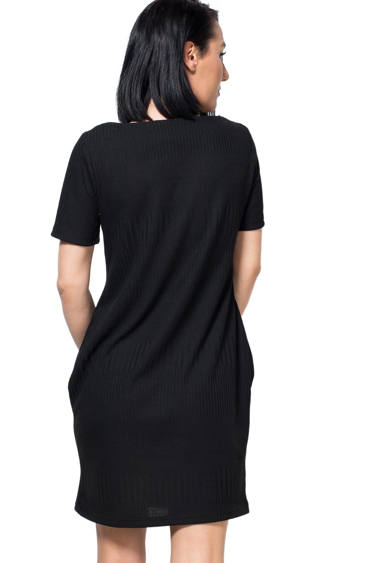 Poza Rochie Drept, Casual, Midi, Antracit, Maneca scurta, Dungi, Fara inchidere - CB015E [2]