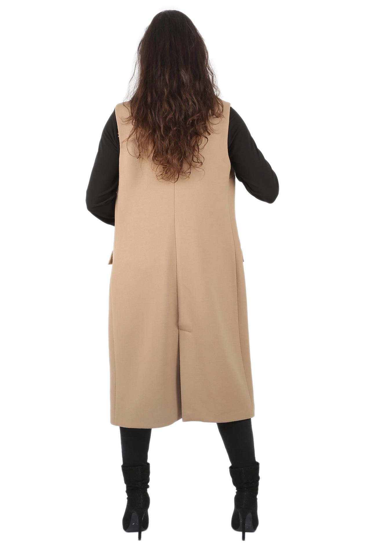 Poza Palton Casual Elegant, Drept, Bej, Uni, Stofa lana, Fara inchidere - N02 [3]