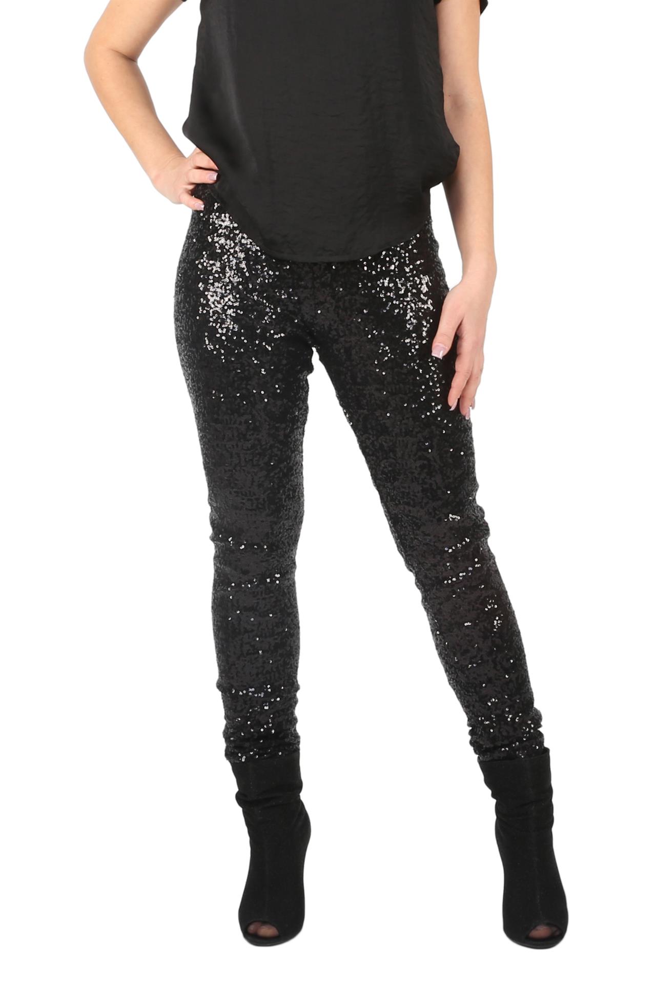 Poza Pantalon Casual, Drept, Negru, Din paiete - N31 [1]