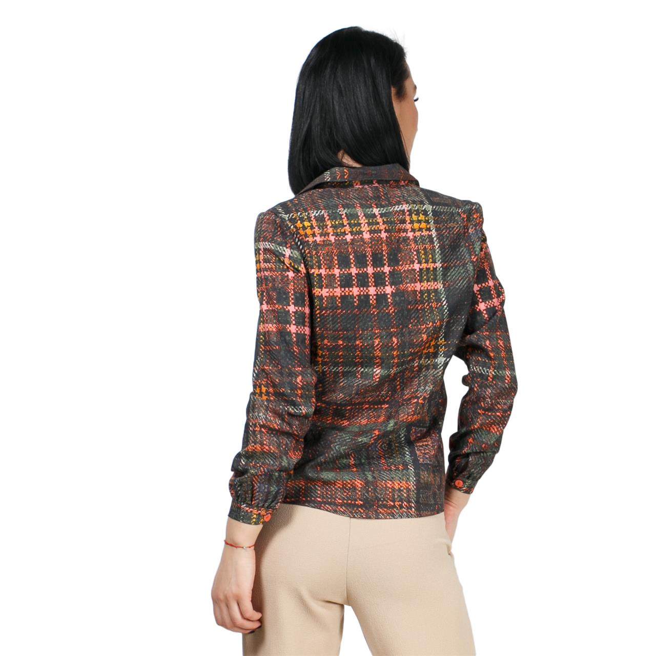 Poza Bluza Office, Asimetrica, Negru/Multicolor, Maneca lunga, Bumbac, Dungi - ST040 [2]